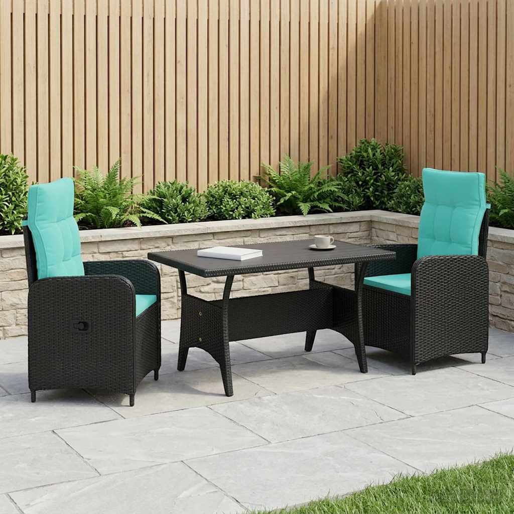 Outdoortisch-Set 3 Pcs Poly-Rattan