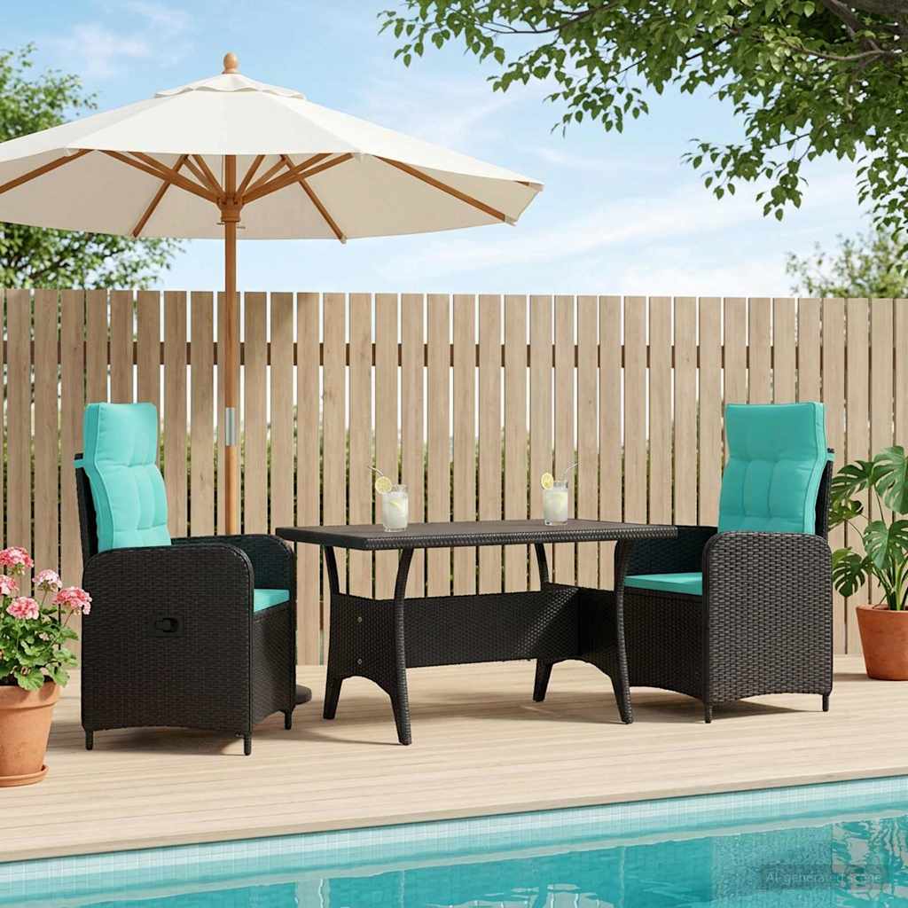 Outdoortisch-Set 3 Pcs Poly-Rattan
