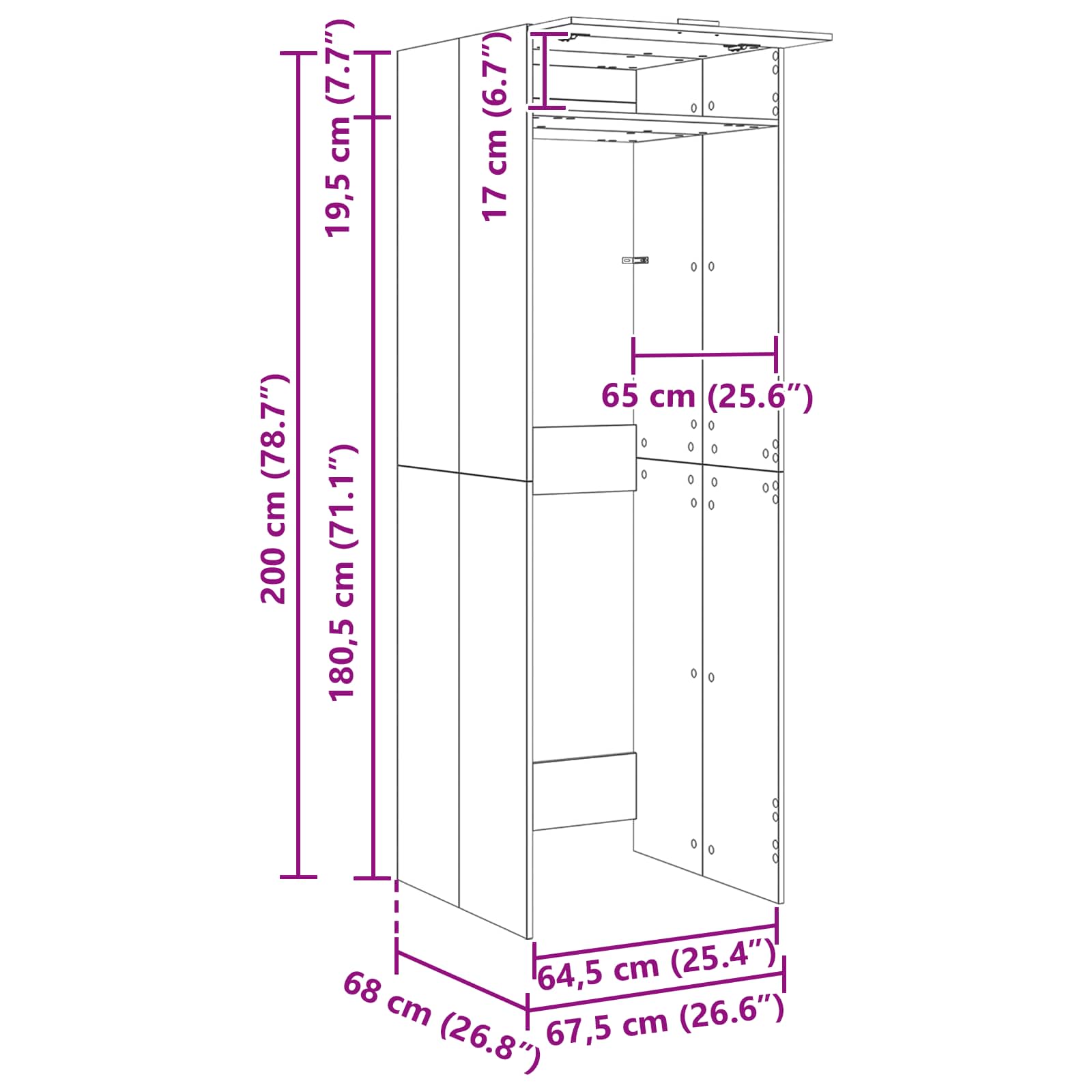 Waschmaschinen-Schrank Sonoma 67,5 X 68 X 200 Cm Holzwerkstoff