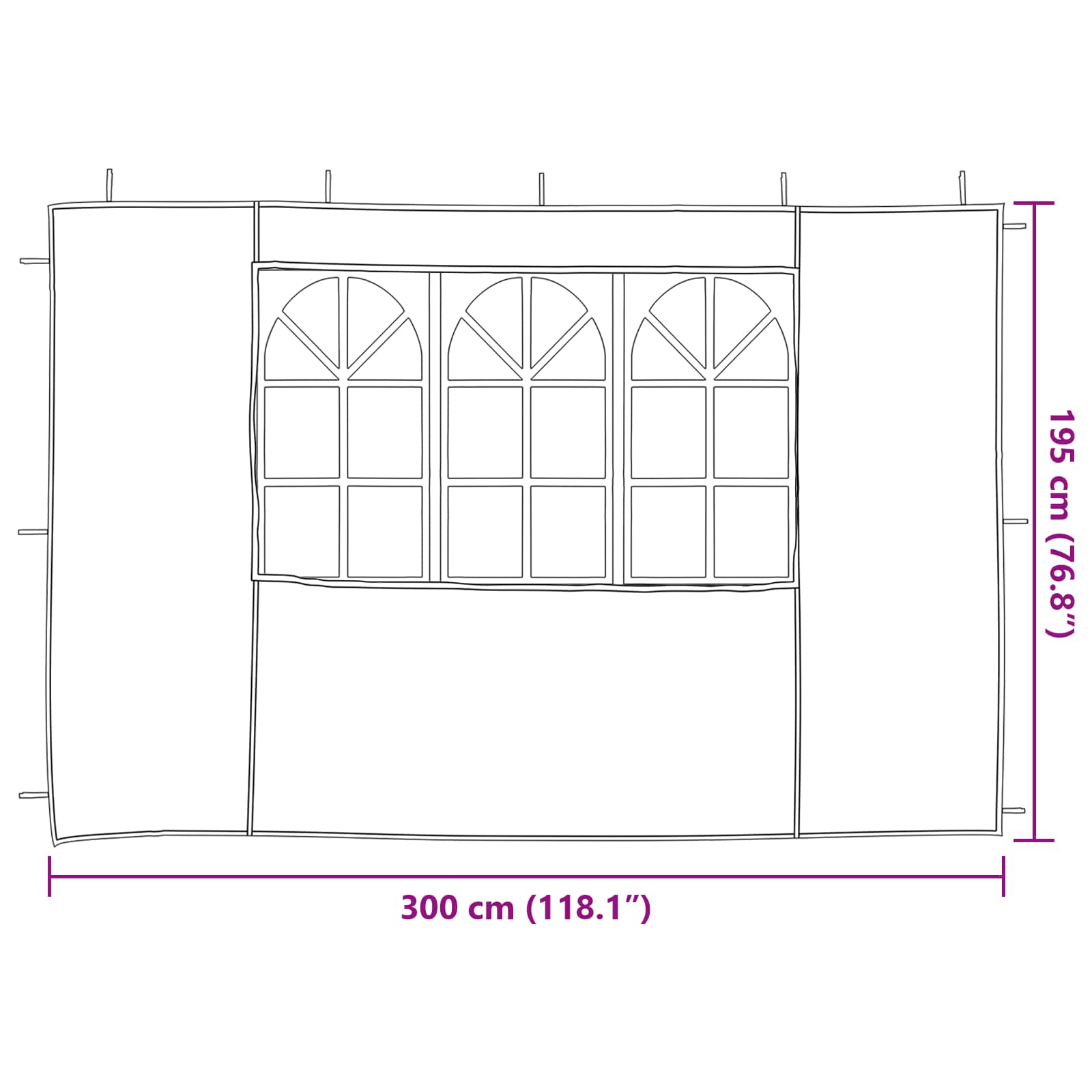 Party Zelt Seitenteil 2 Pcs Pe Und Stahl