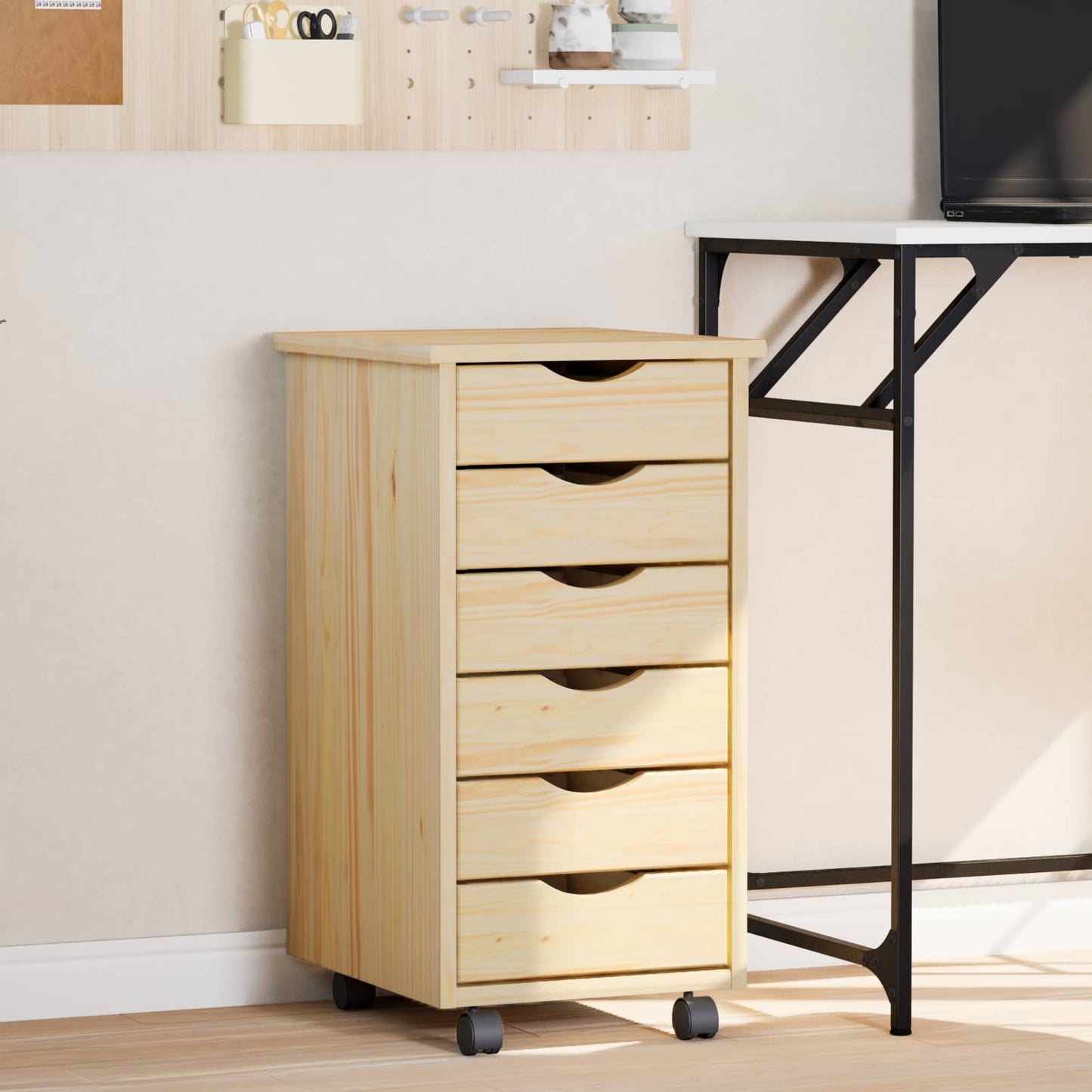 Rollschrank Mit Schubladen Moss Massivholz Kiefer