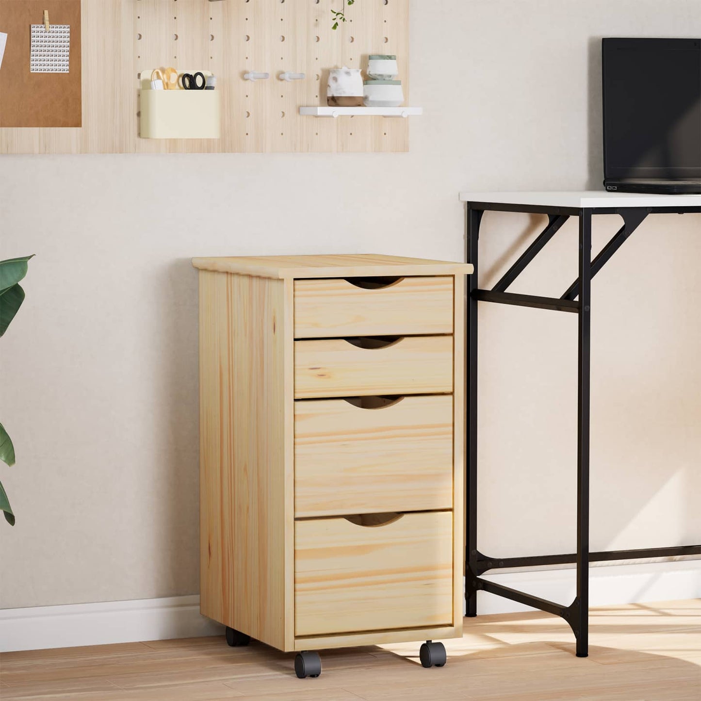 Rollschrank Mit Schubladen Moss Massivholz Kiefer