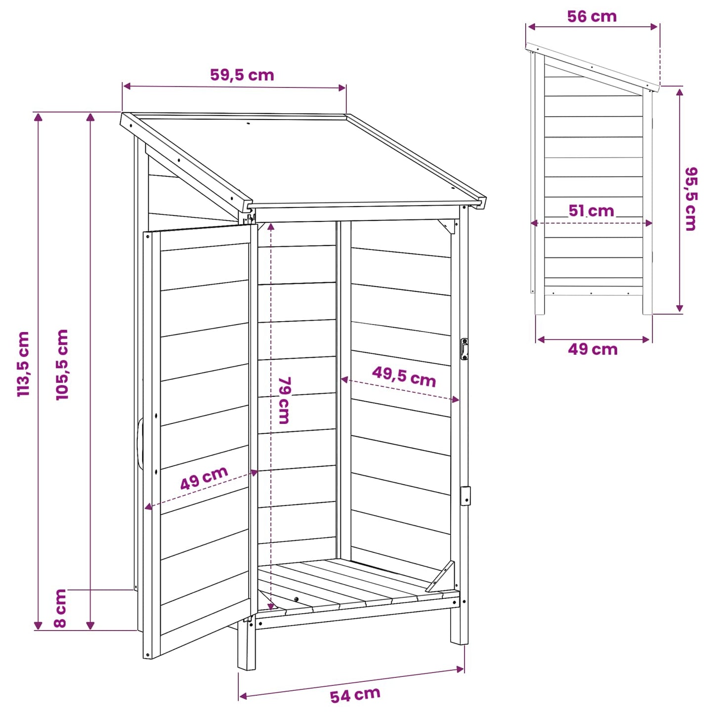 Gartenschuppen 59,5 X 56 X 113,5 Cm Massivholz Aus Fichte