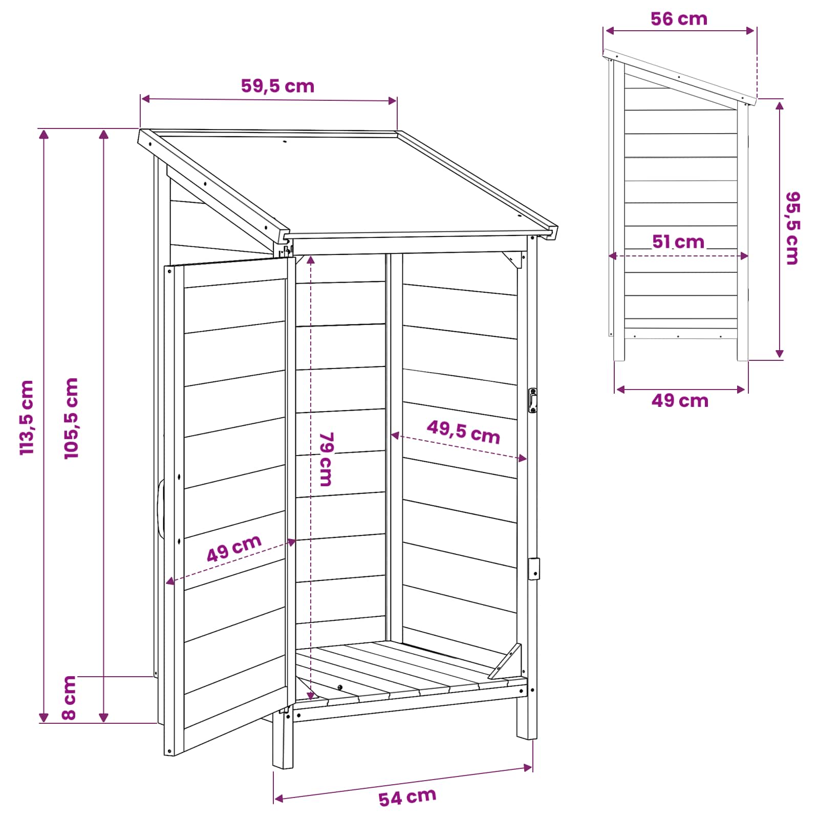 Gartenschuppen 59,5 X 56 X 113,5 Cm Massivholz Aus Fichte