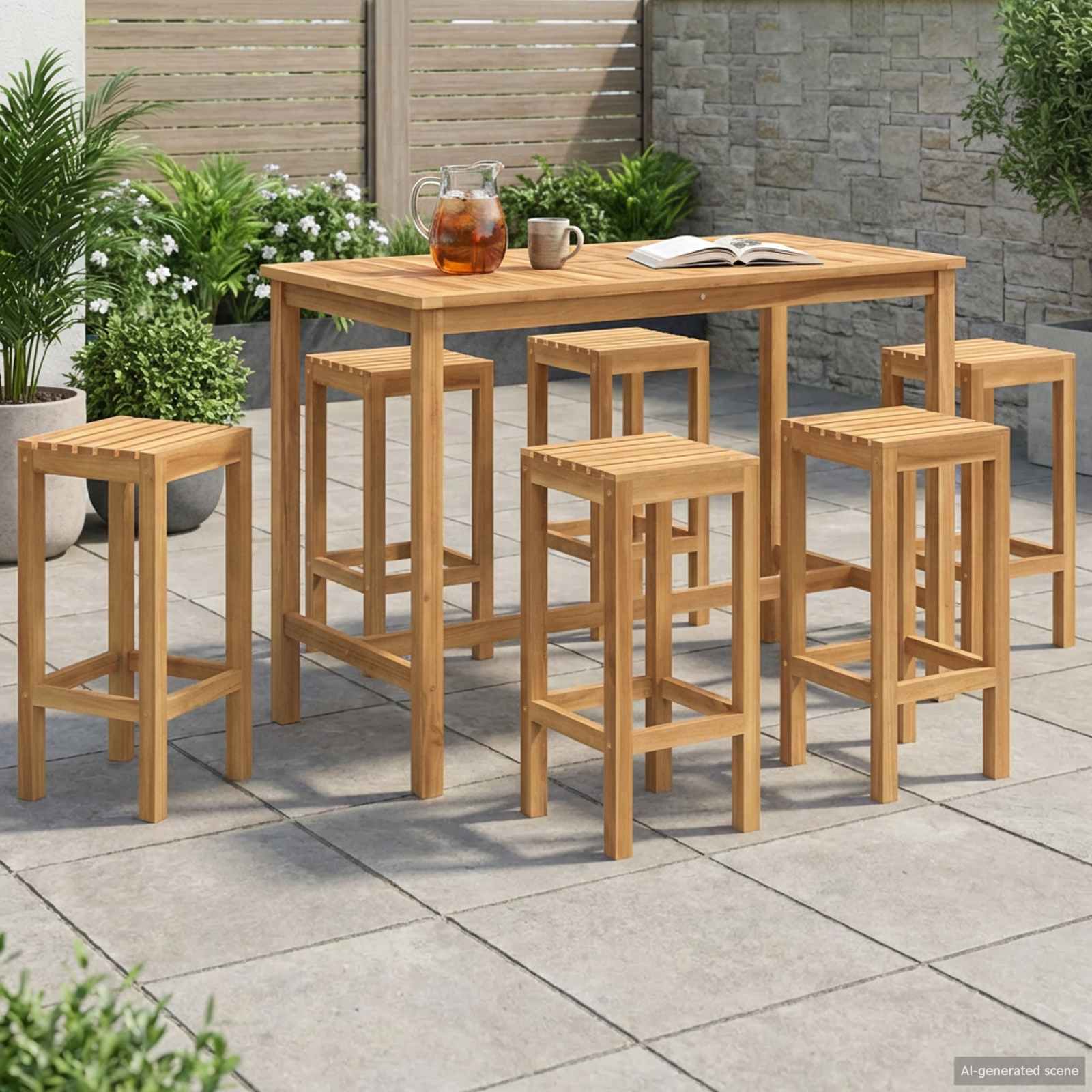 Outdoor Bar Set 5 Pcs Natur Massivholz Teak