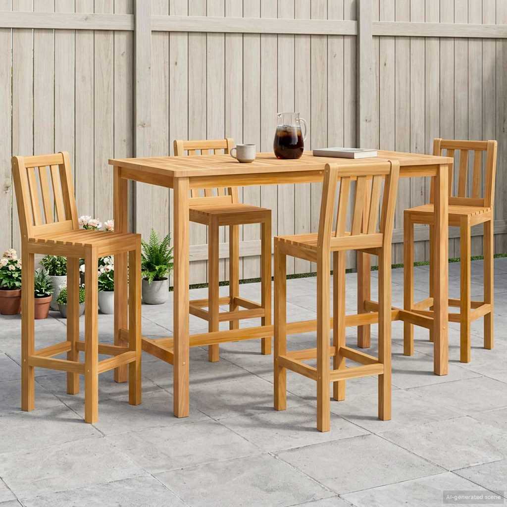 Outdoor Bar Set 5 Pcs Natur Massivholz Teak