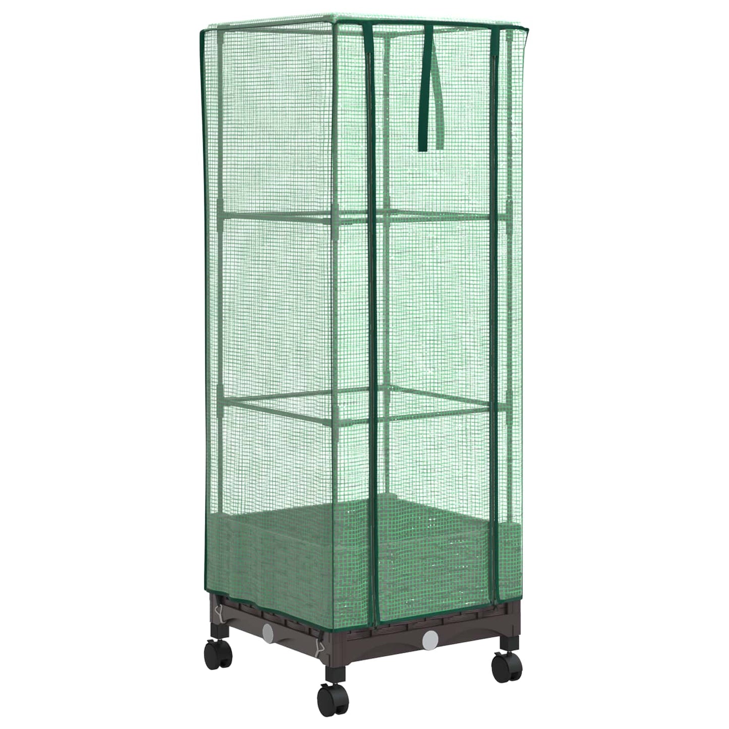 Gartenplanter Mit Gewächshausabdeckung Und Rädern Braun Pp