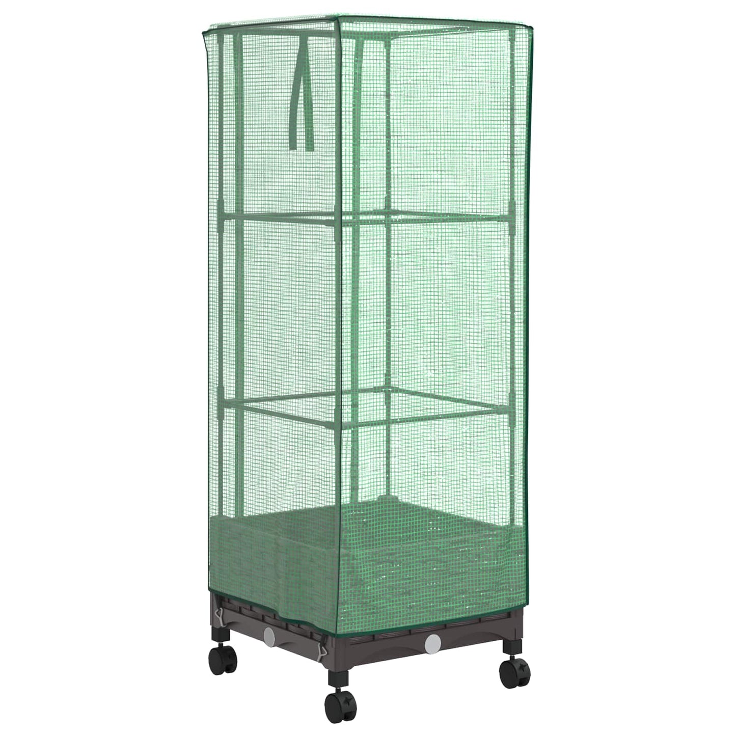 Gartenplanter Mit Gewächshausabdeckung Und Rädern Braun Pp