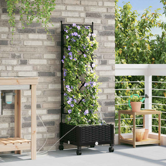 Garten Blumenkübel Mit Bewässerung Und Rädern Schwarz Pp