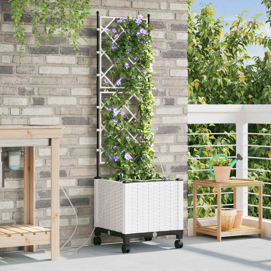 Garten Blumenkübel Mit Bewässerung Und Rädern Weiß Pp