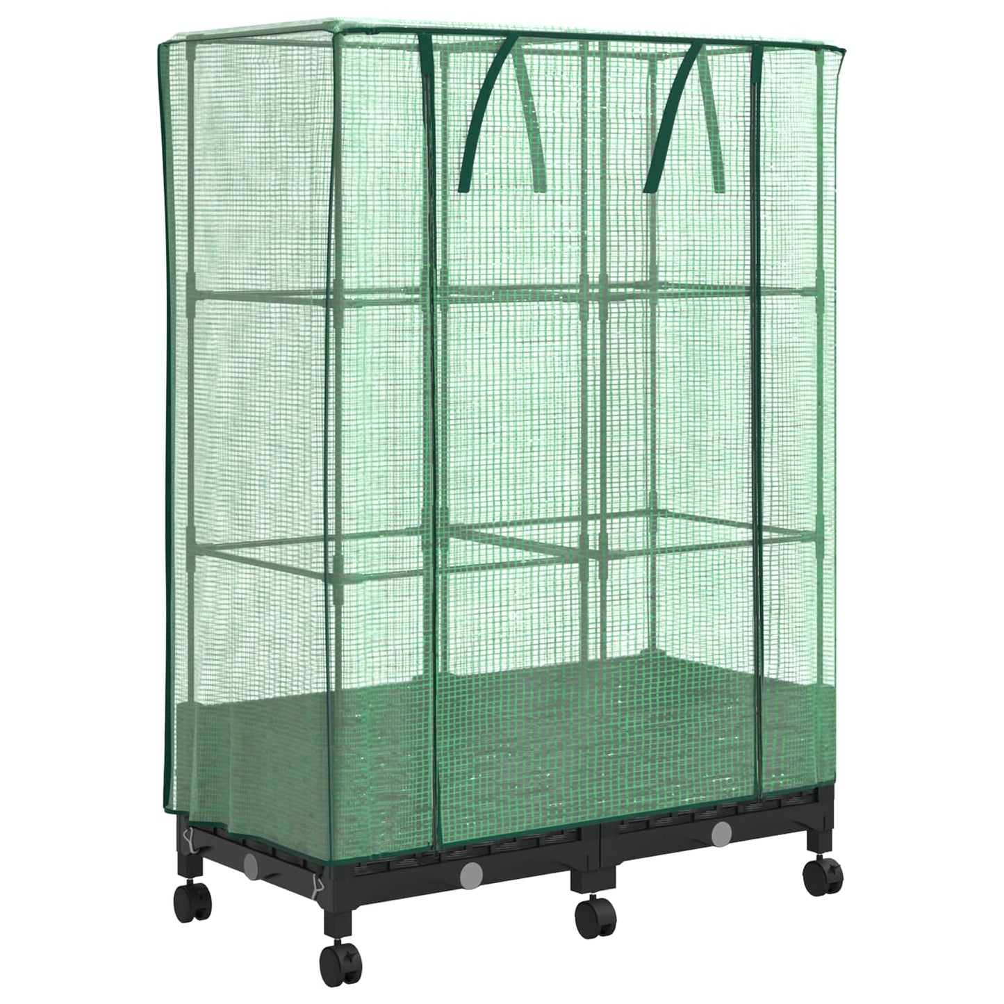 Gartenplanter Mit Gewächshausabdeckung Und Rädern 2 Stk. Pp