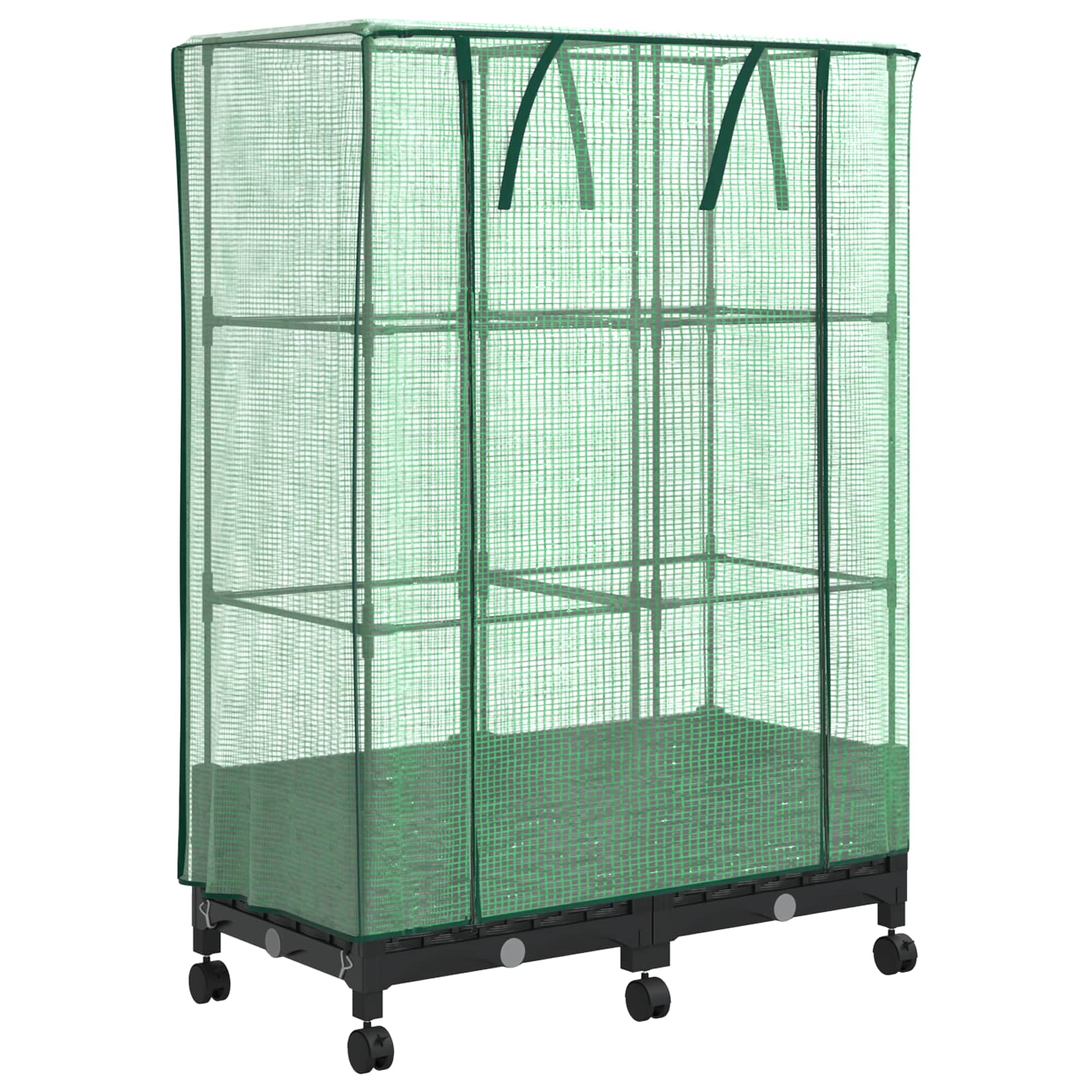 Gartenplanter Mit Gewächshausabdeckung Und Rädern 2 Stk. Pp
