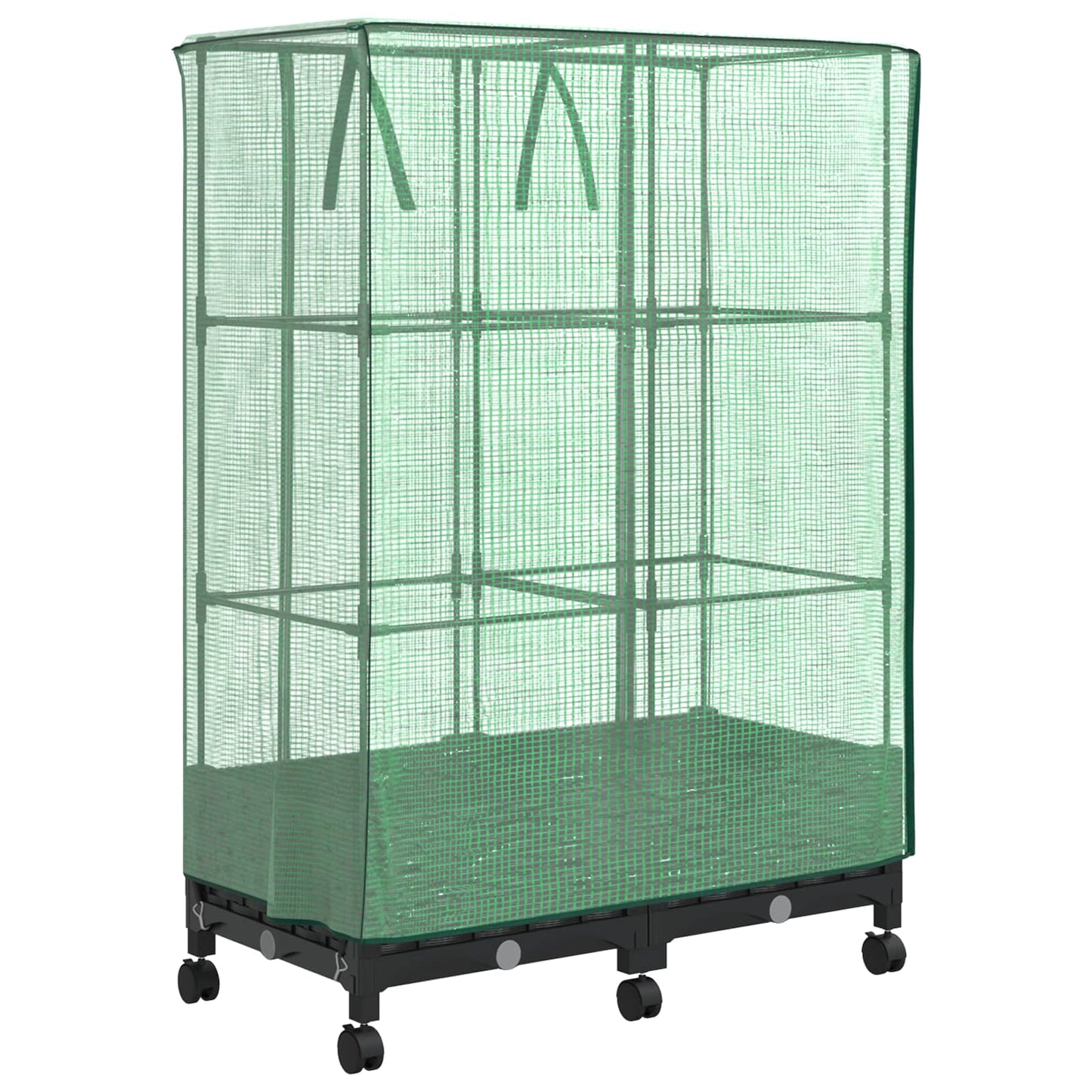 Gartenplanter Mit Gewächshausabdeckung Und Rädern 2 Stk. Pp