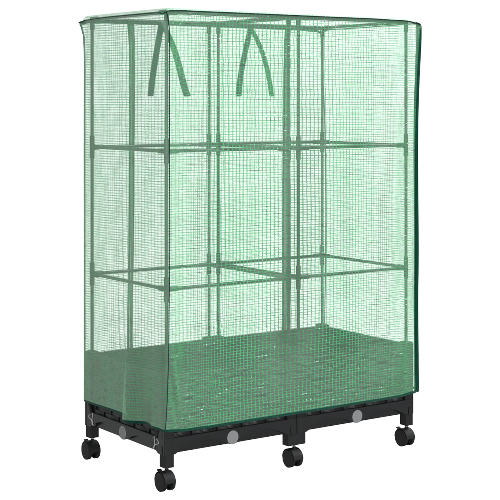 Gartenplanter Mit Gewächshausabdeckung Und Rädern 2 Stk. Pp