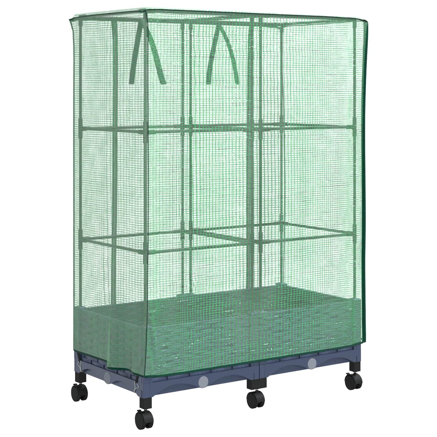Gartenplanter Mit Gewächshausabdeckung Und Rädern 2 Stk. Pp