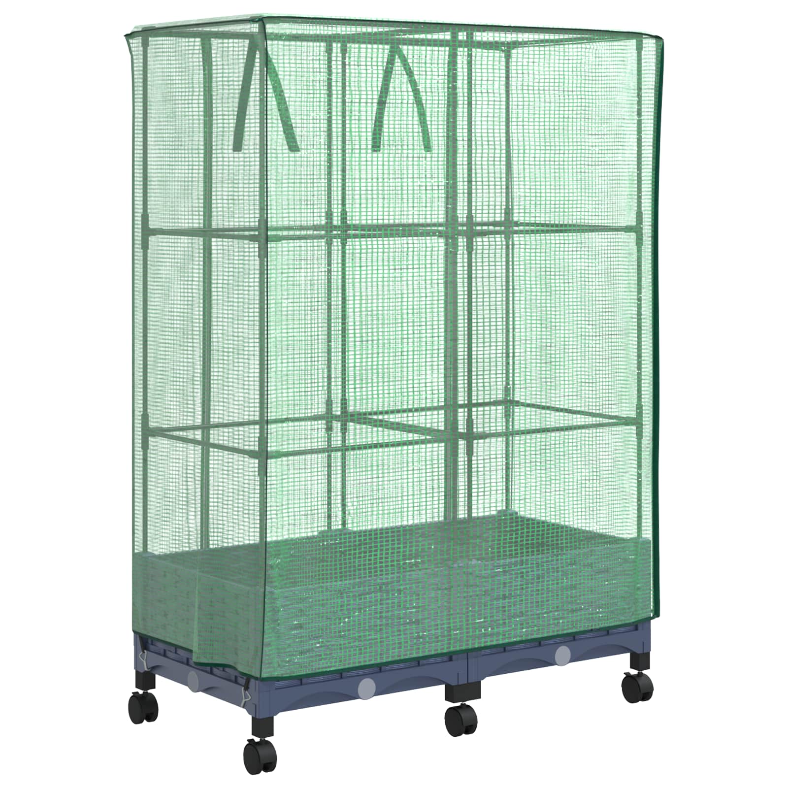 Gartenplanter Mit Gewächshausabdeckung Und Rädern 2 Stk. Pp