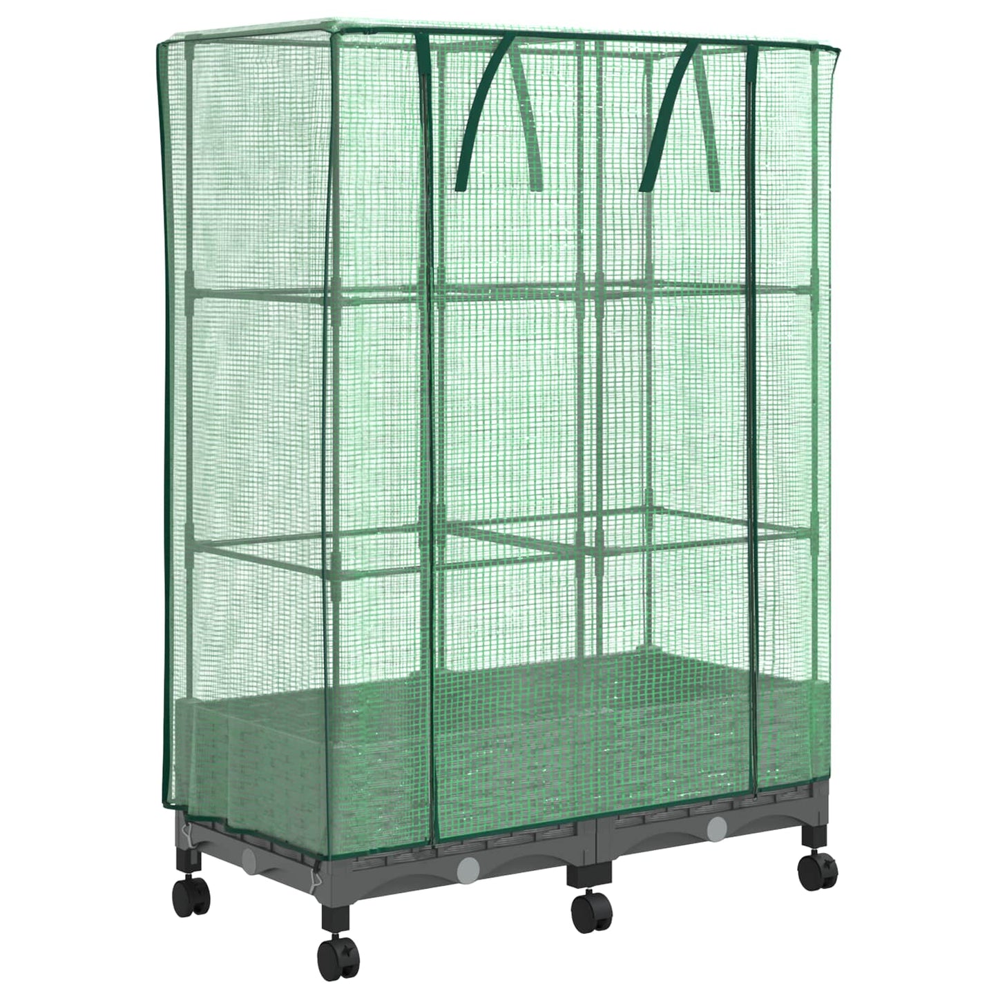 Gartenplanter Mit Gewächshausabdeckung Und Rädern 2 Stk. Pp