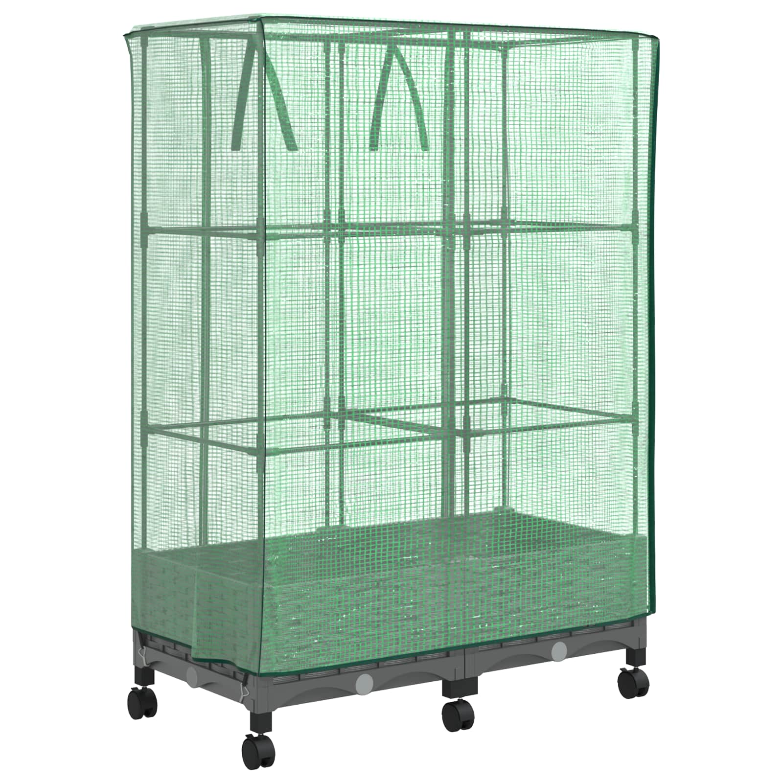 Gartenplanter Mit Gewächshausabdeckung Und Rädern 2 Stk. Pp