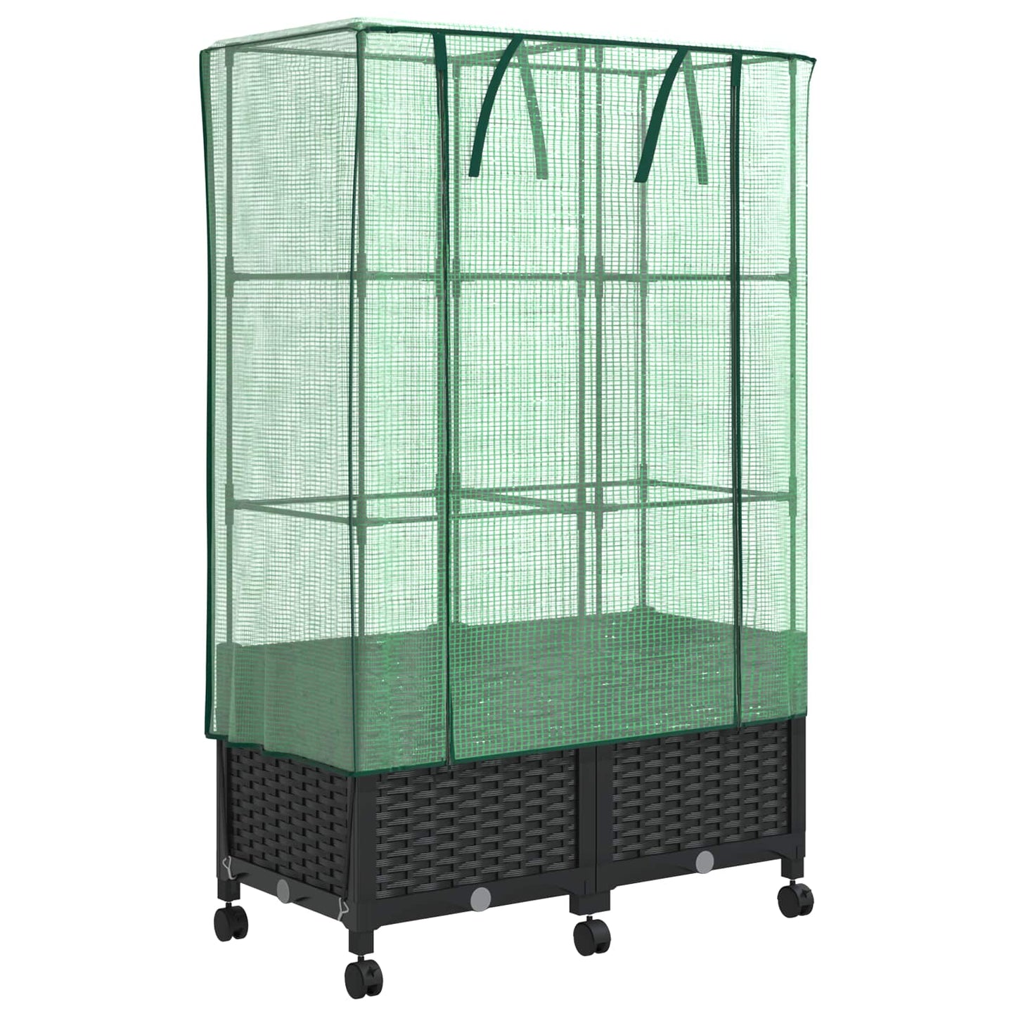 Gartenplanter Mit Gewächshausabdeckung Und Rädern 2 Stk. Pp