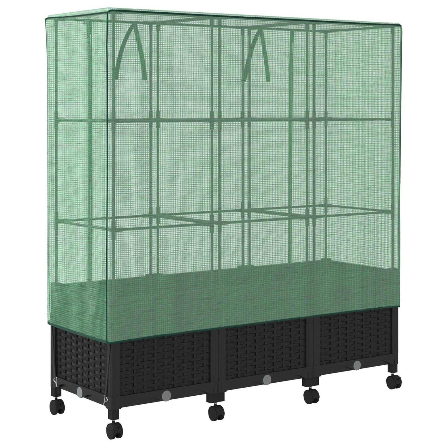 Gartenplanter Mit Gewächshausabdeckung Und Rädern 3 Stk. Pp Hellgrau