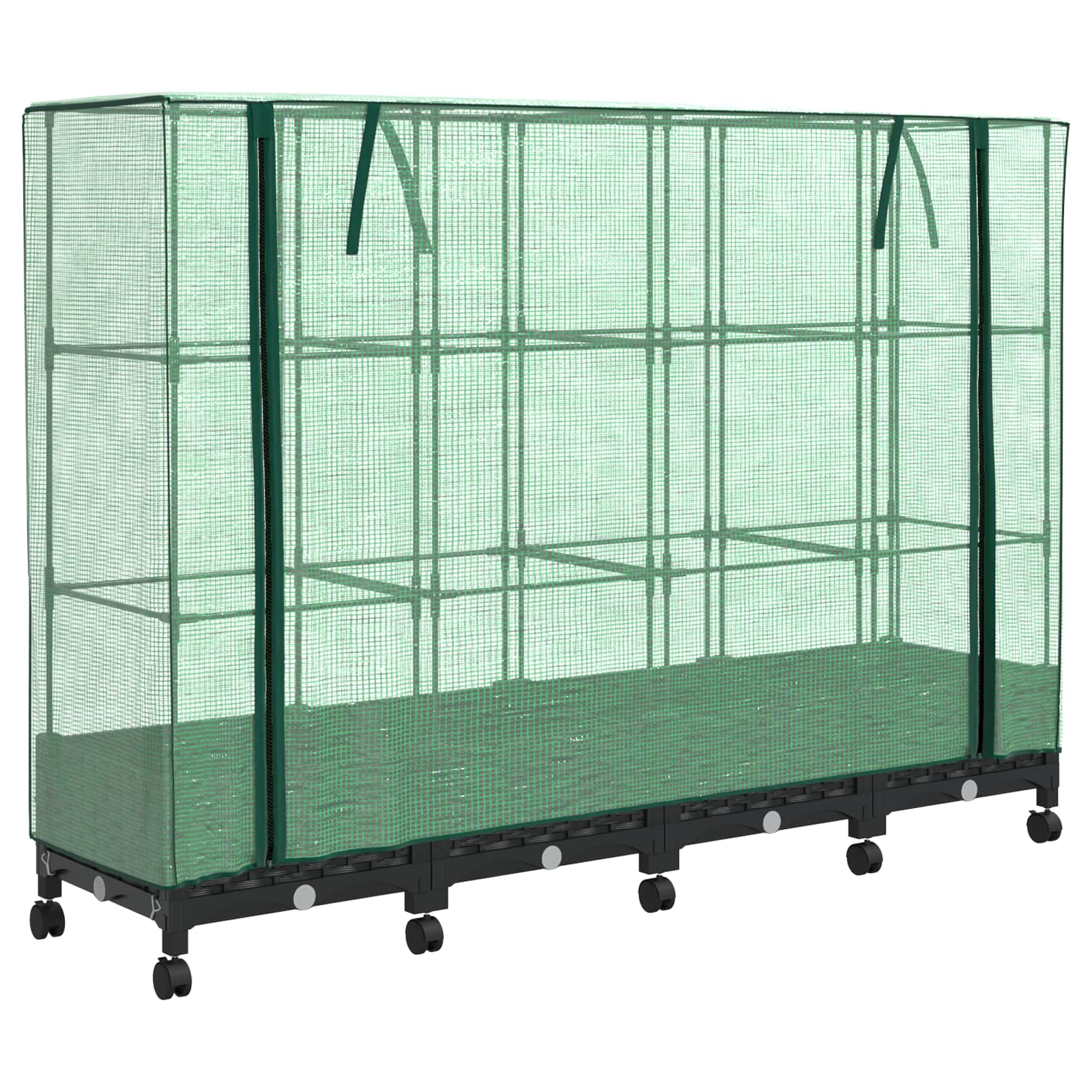 Gartenplanter Mit Gewächshausabdeckung Und Rädern 4 Stk. Pp Hellgrau