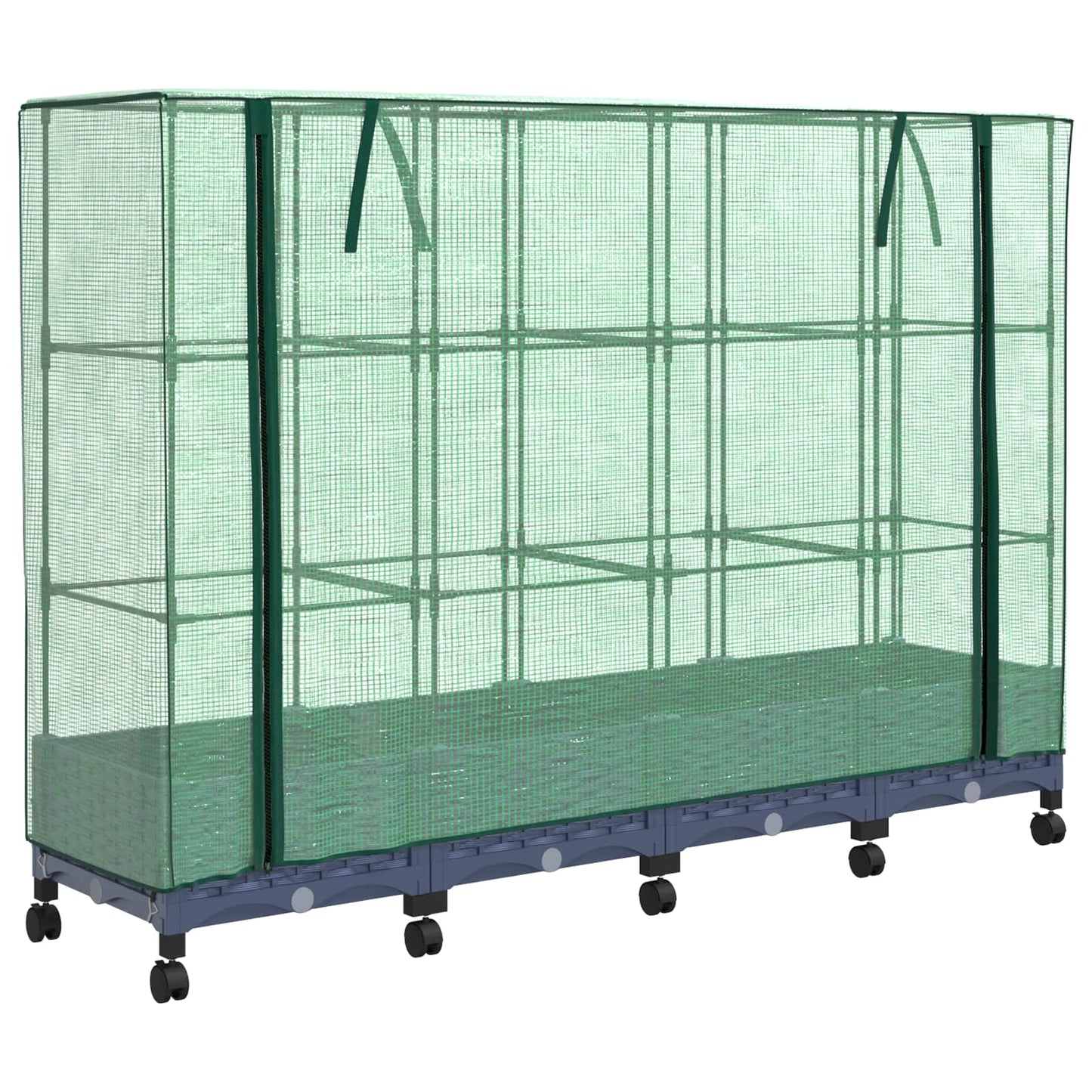 Gartenplanter Mit Gewächshausabdeckung Und Rädern 4 Stk. Pp Hellgrau