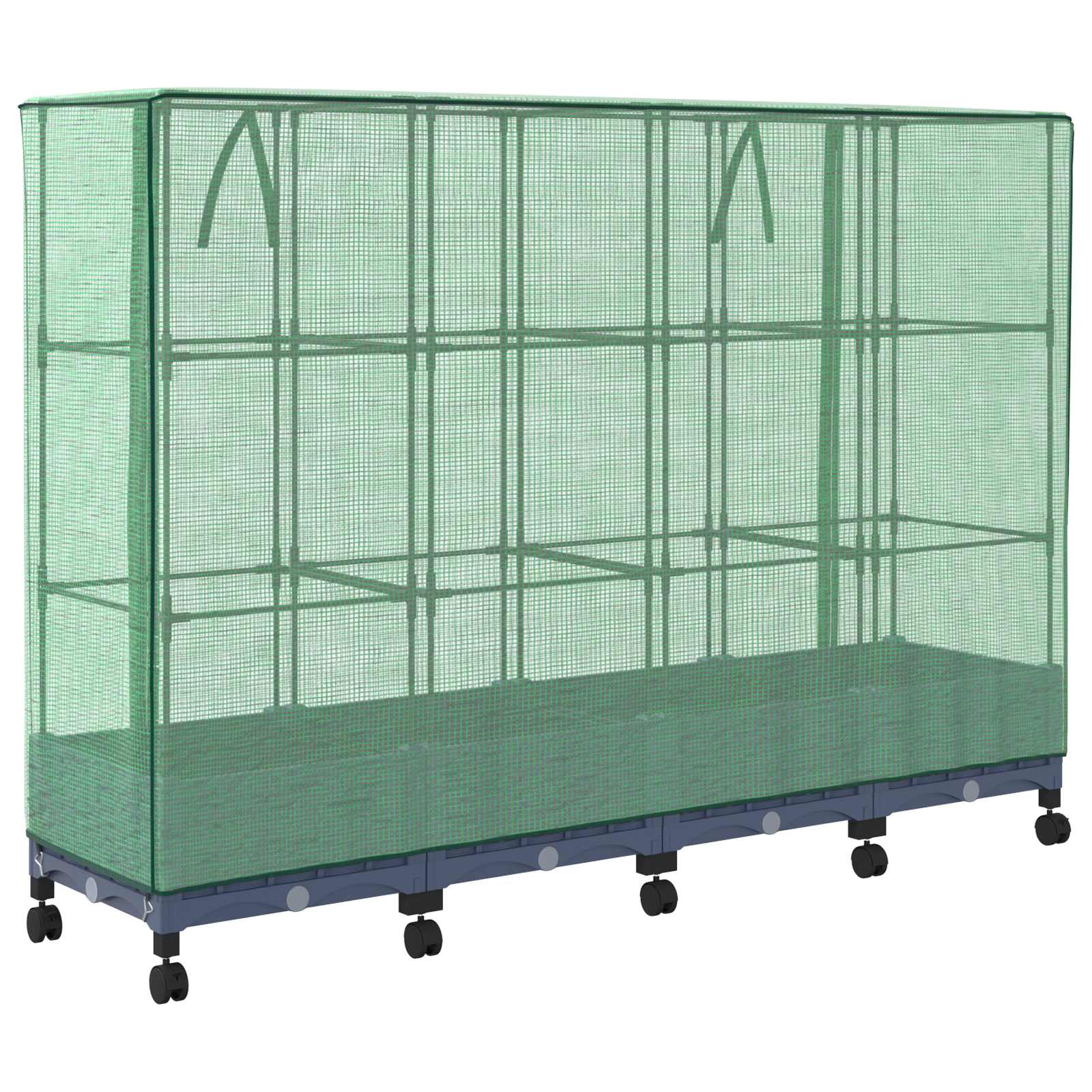 Gartenplanter Mit Gewächshausabdeckung Und Rädern 4 Stk. Pp Hellgrau