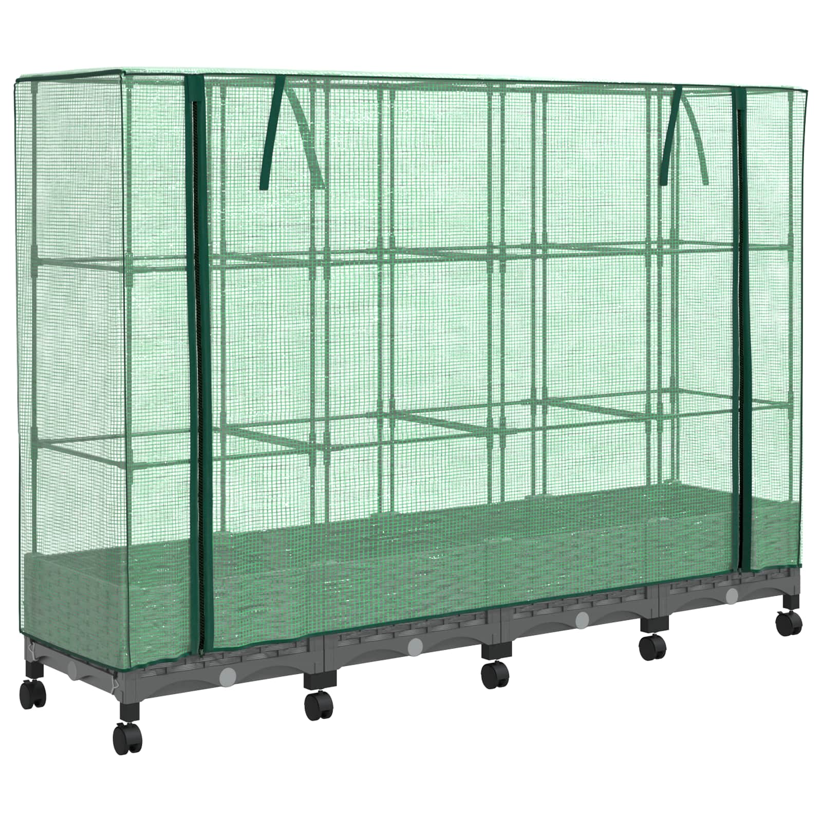Gartenplanter Mit Gewächshausabdeckung Und Rädern 4 Stk. Pp Hellgrau