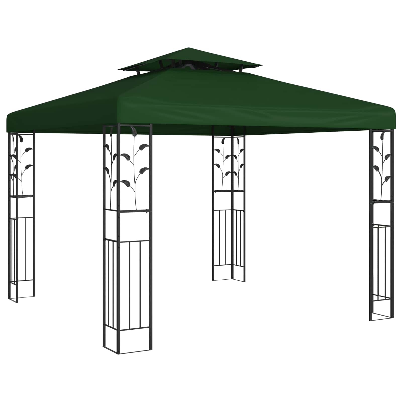 Pavillon 3 X 3 X 2,68 M Grün Polyester Und Stahl