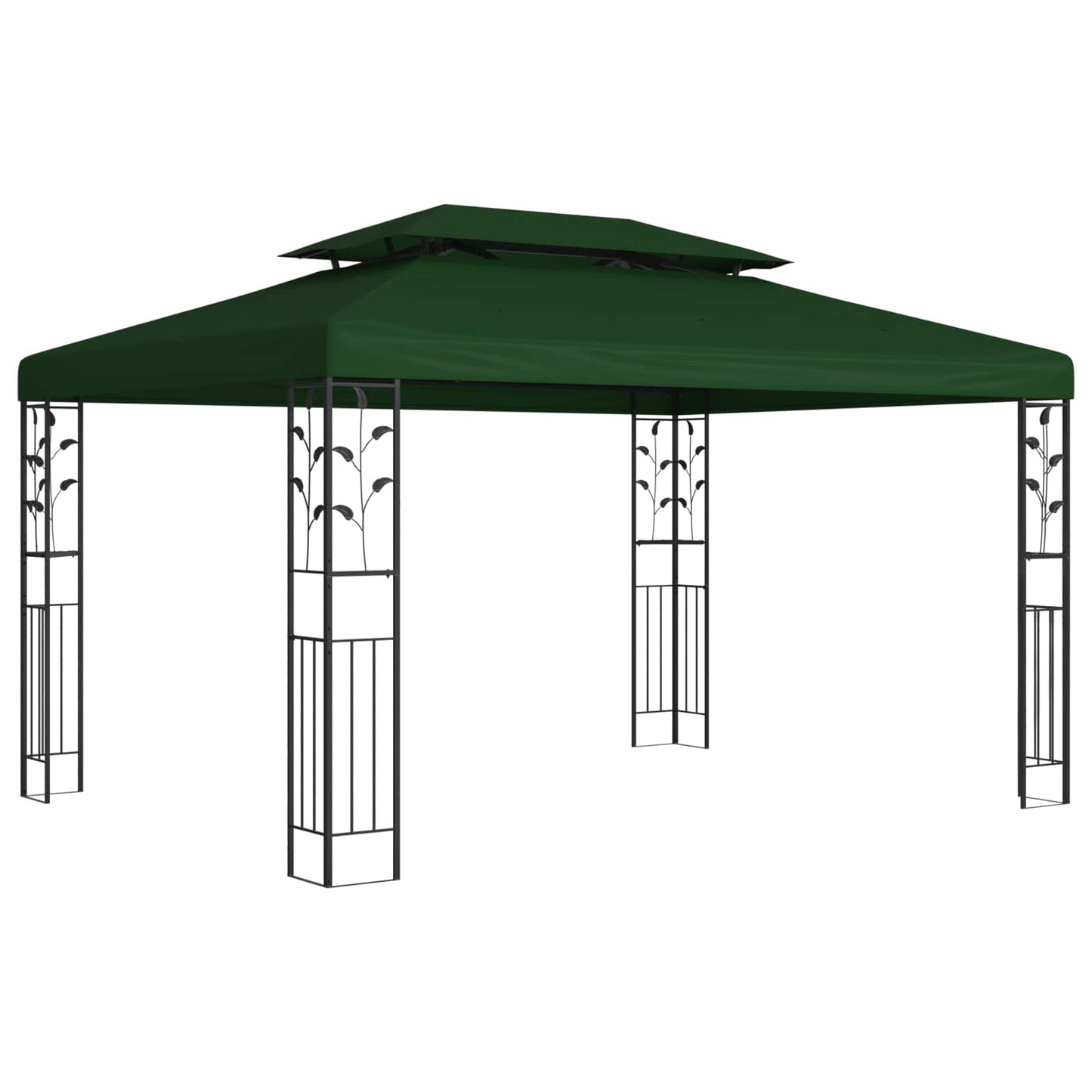 Pavillon 3,97 X 2,96 X 2,68 M Grün Polyester Und Stahl