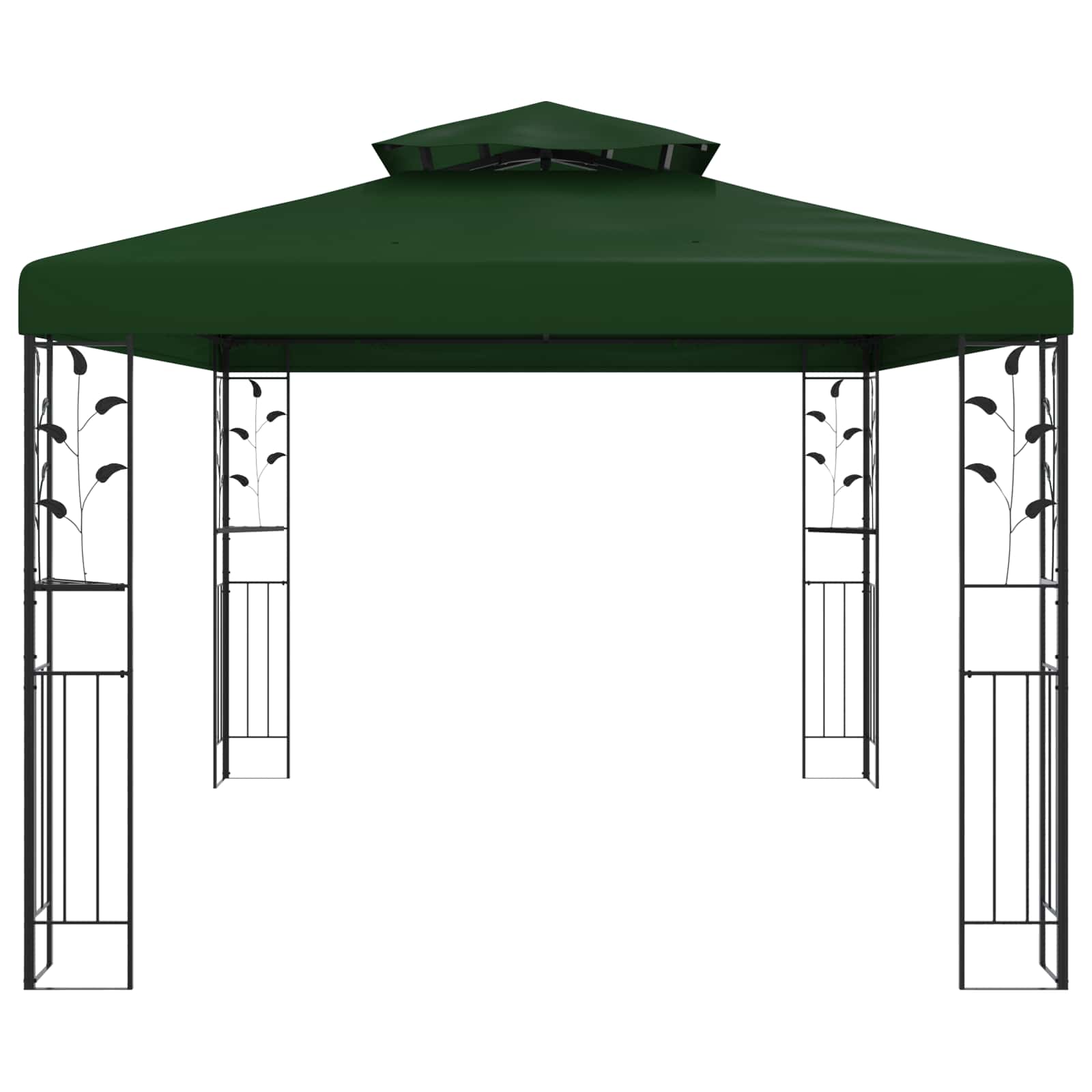 Pavillon 3,97 X 2,96 X 2,68 M Grün Polyester Und Stahl