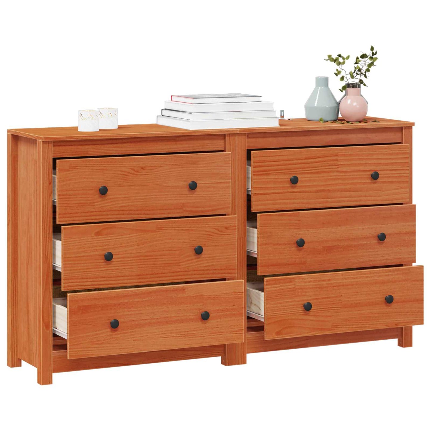 Sideboard Mit Schubladen 2 Pcs Wachsbraun 140 X 35 X 80 Cm
