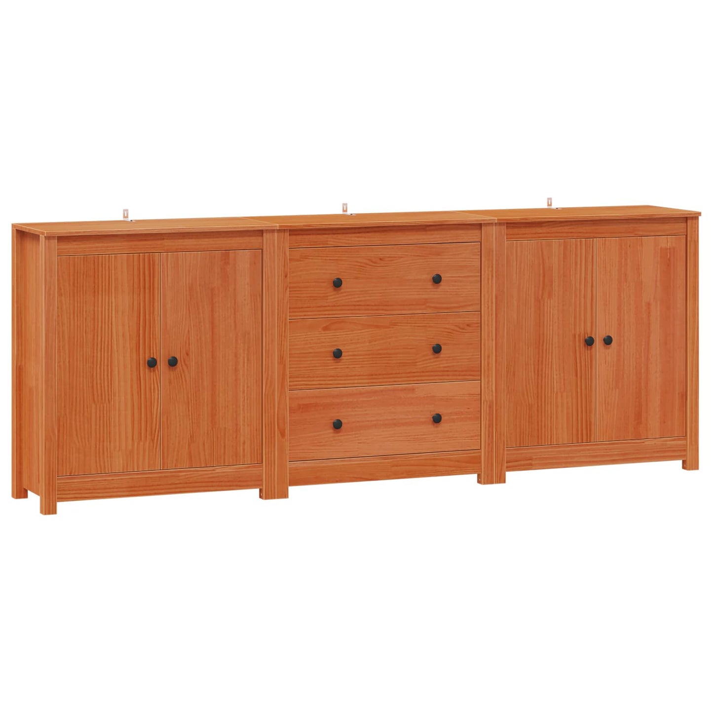 Sideboard Mit Schubladen 3 Pcs Wachsbraun Massives Kiefernholz