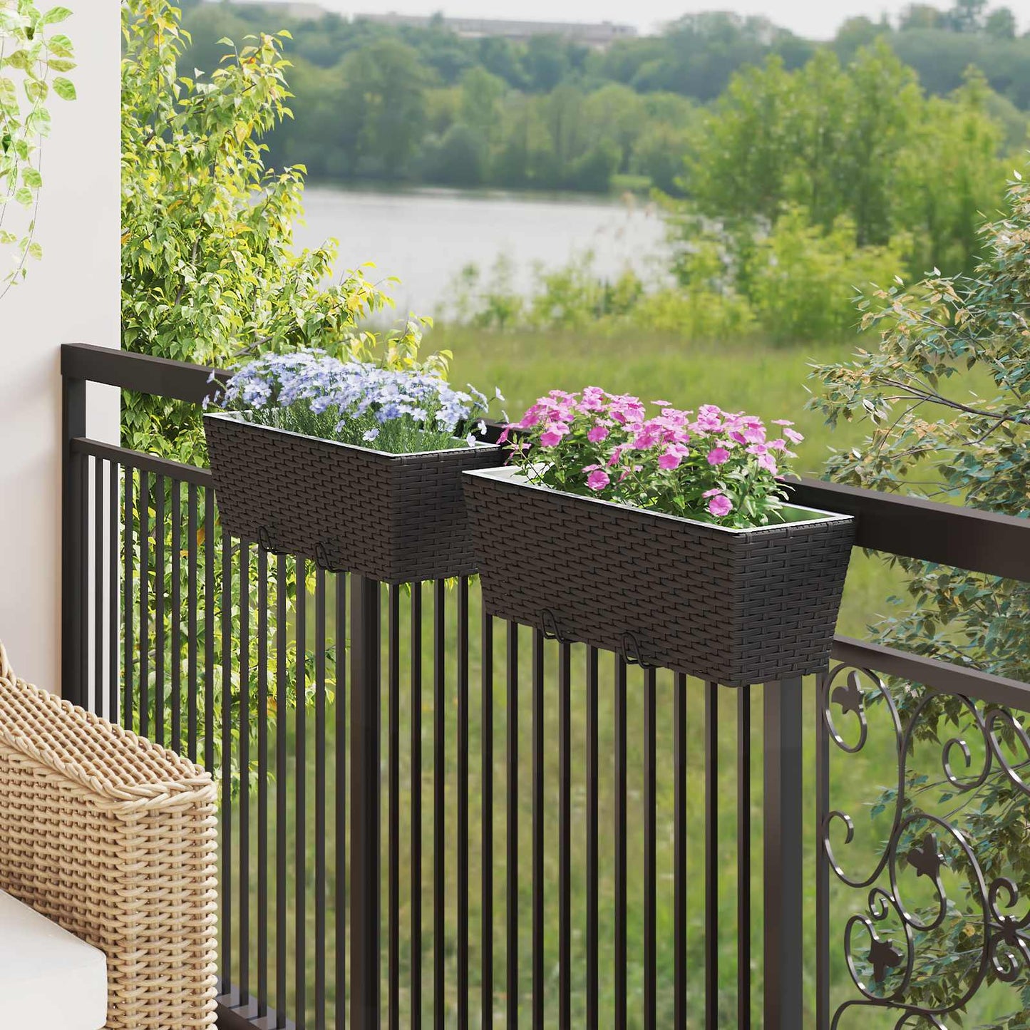 Balkon 2 Pcs 50 X 17 X 17 Cm Metall