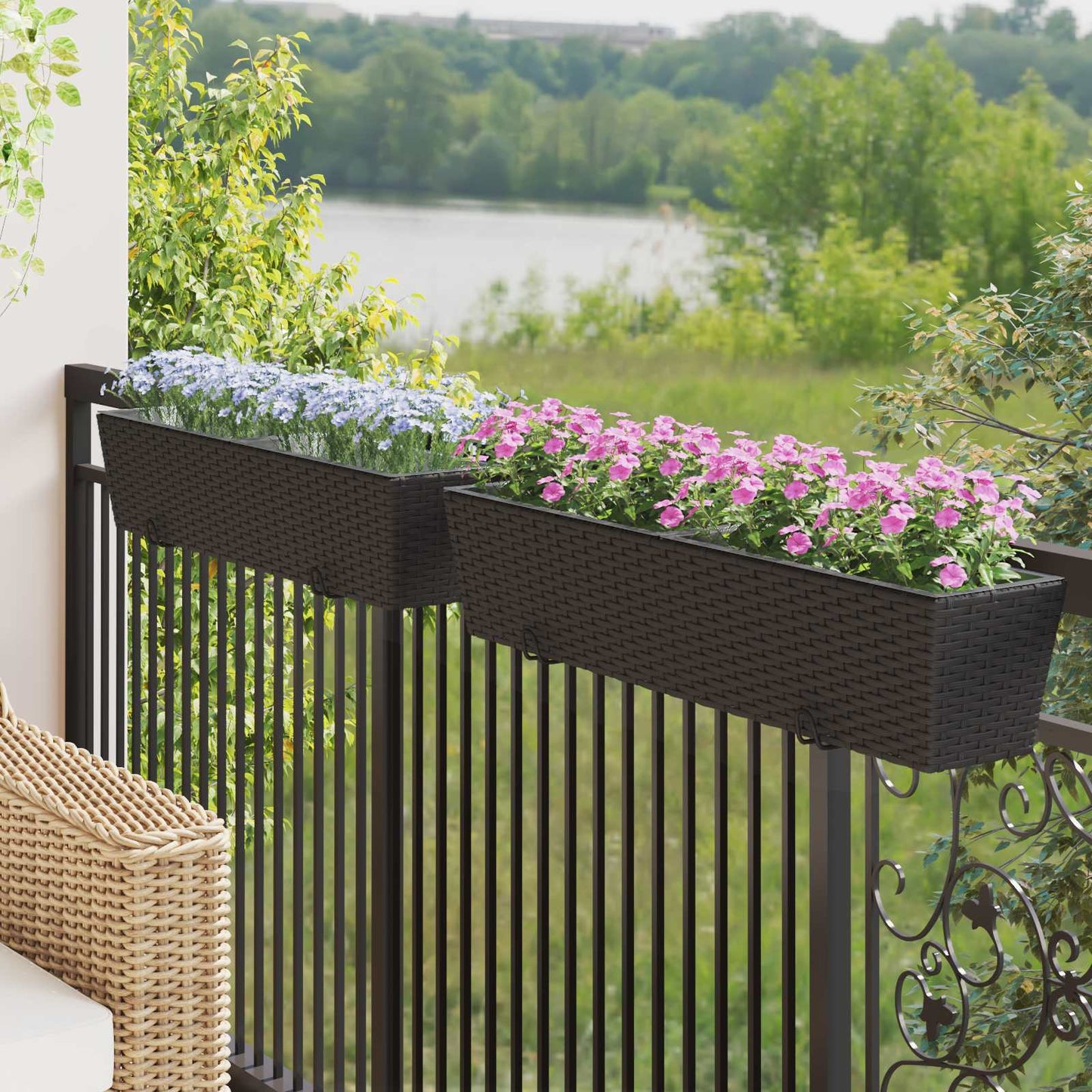 Balkon 2 Pcs 50 X 17 X 17 Cm Metall