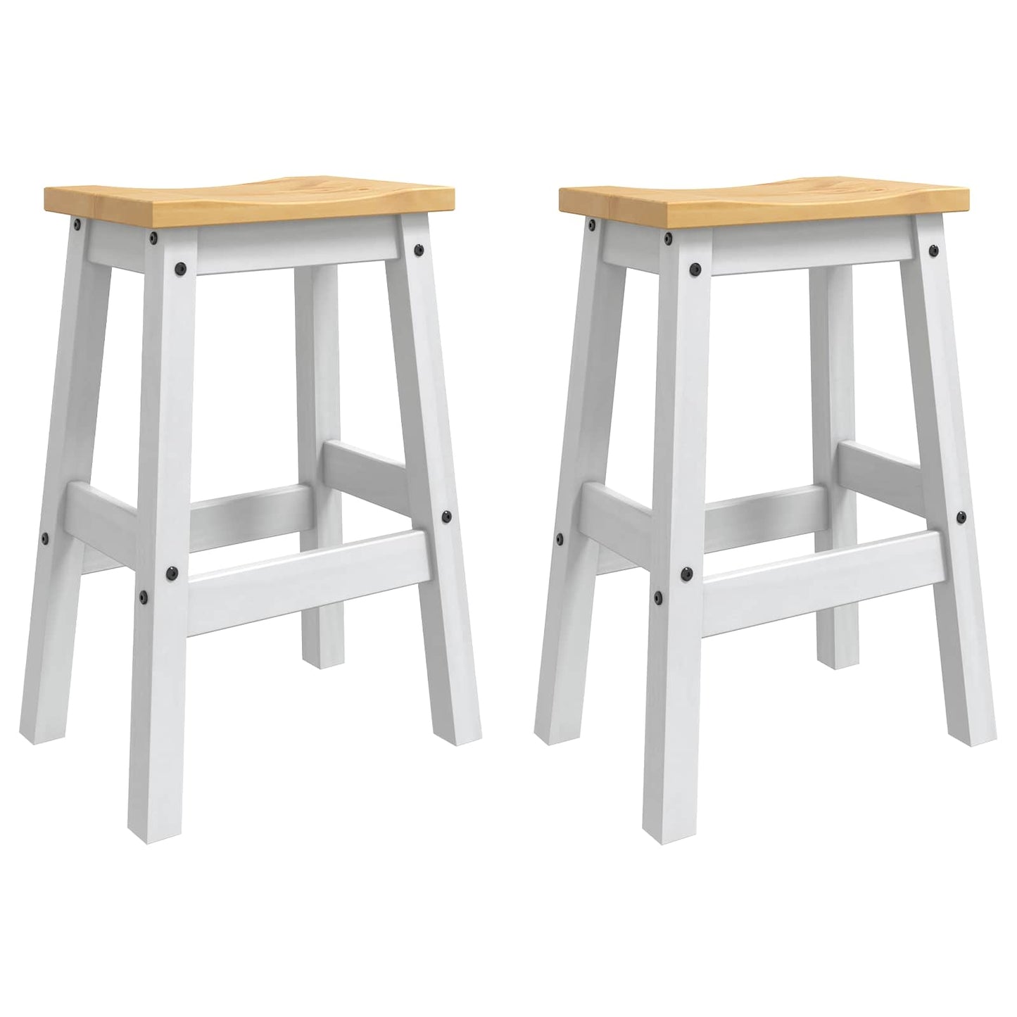 Barhocker 2 Pcs 44 X 30 X 63 Cm Massiv-Kiefer