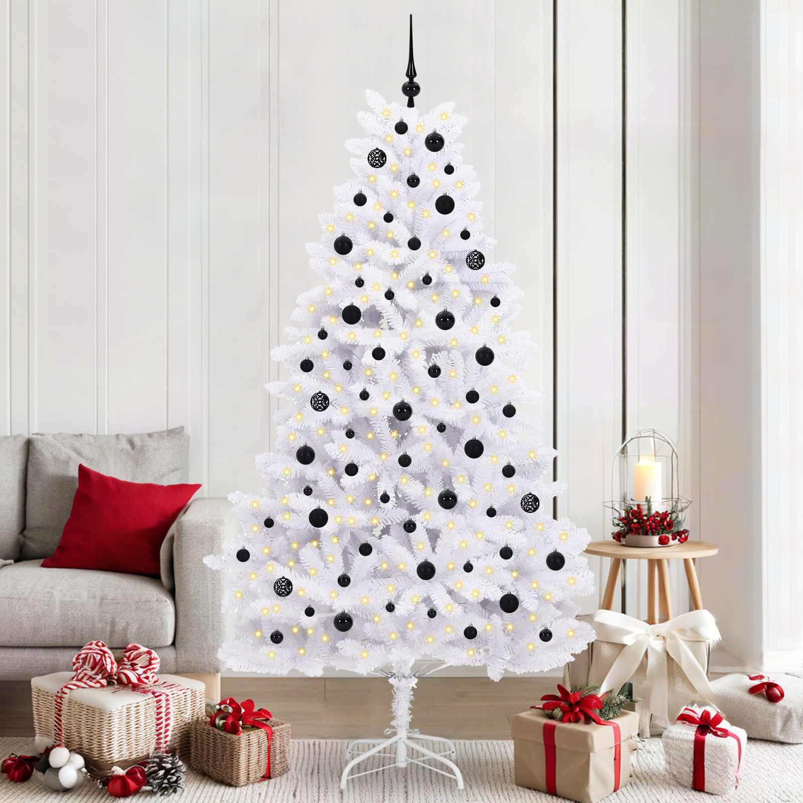 Künstlicher Klappbarer Weihnachtsbaum Weiß Pvc Und Stahl
