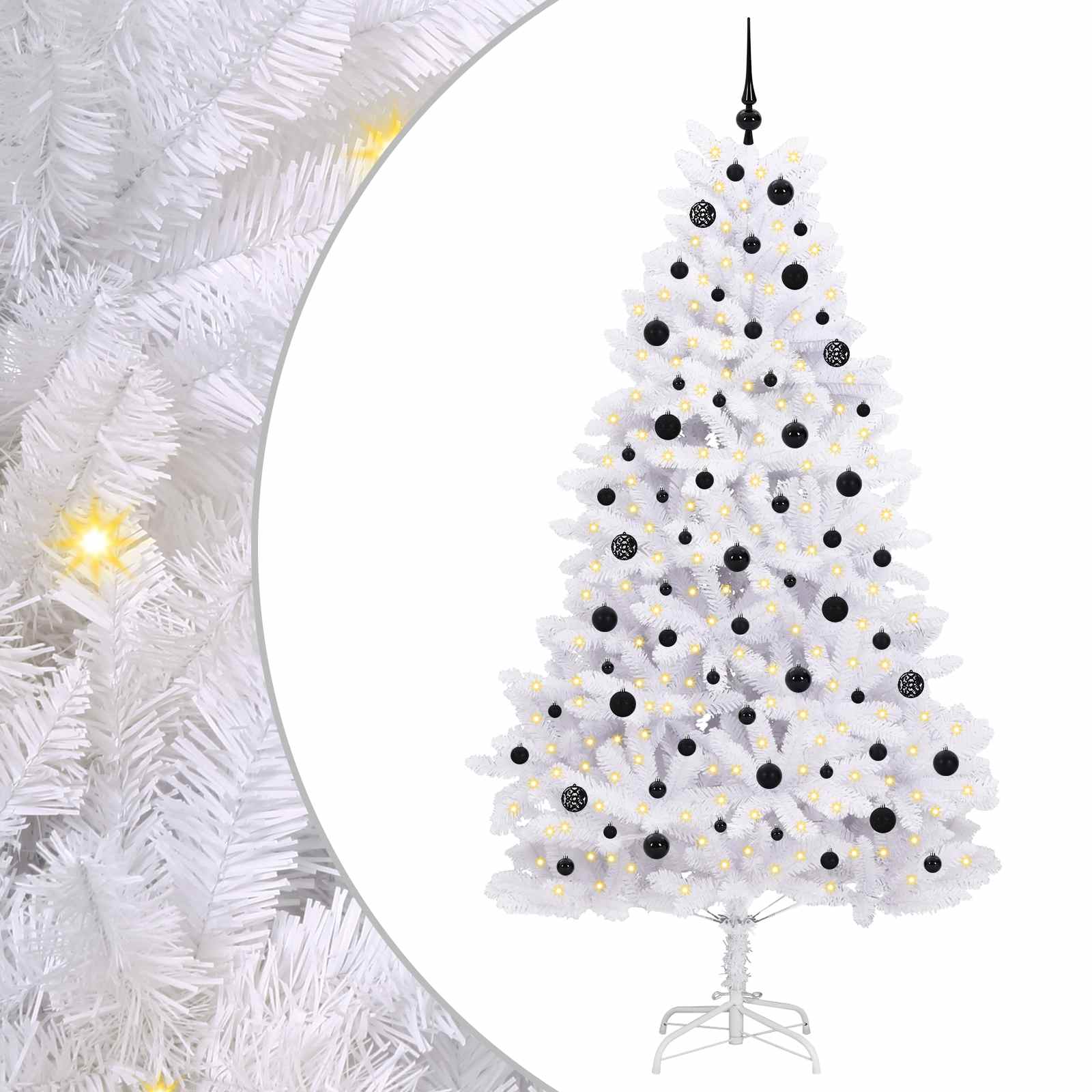 Künstlicher Klappbarer Weihnachtsbaum Weiß Pvc Und Stahl