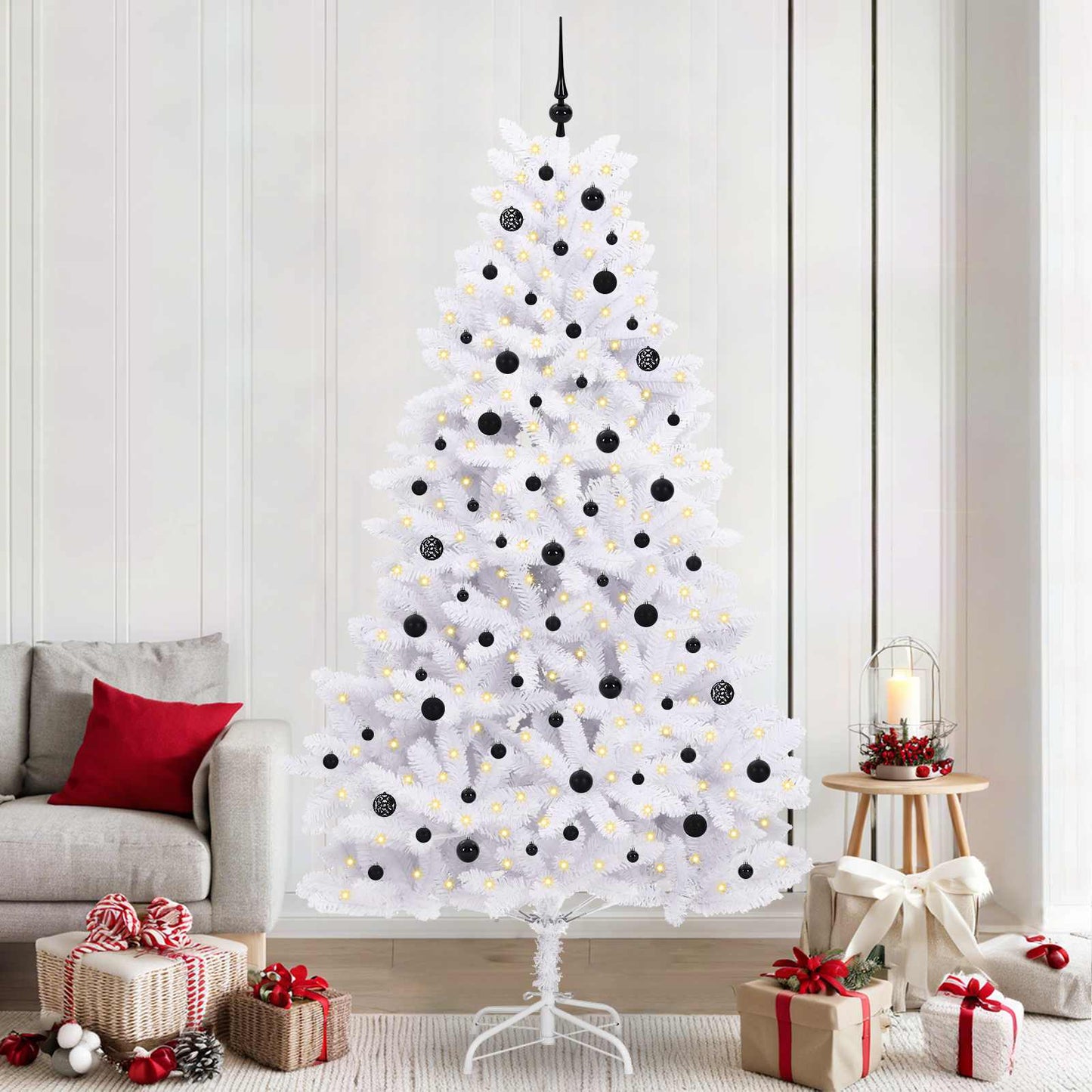 Künstlicher Klappbarer Weihnachtsbaum Weiß Pvc Und Stahl