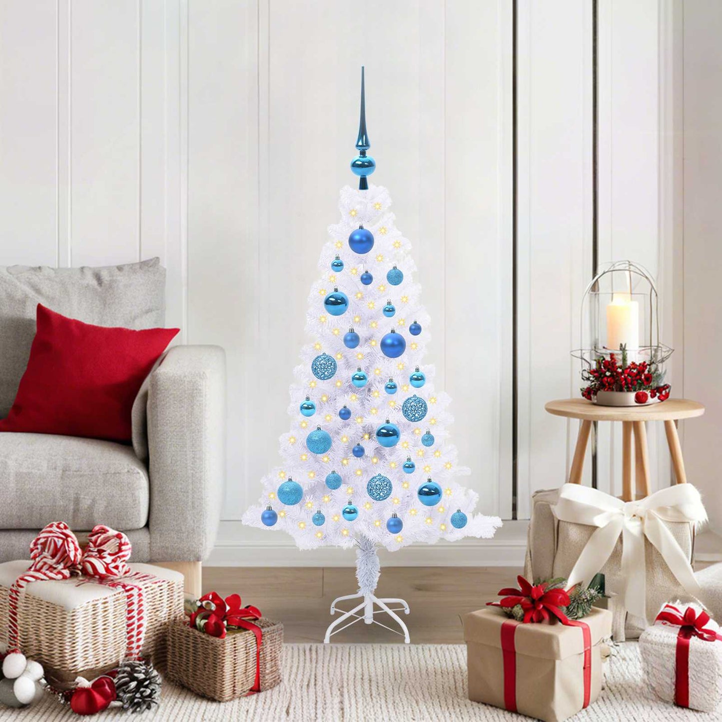 Künstlicher Weihnachtsbaum Weiß Pvc Und Stahl