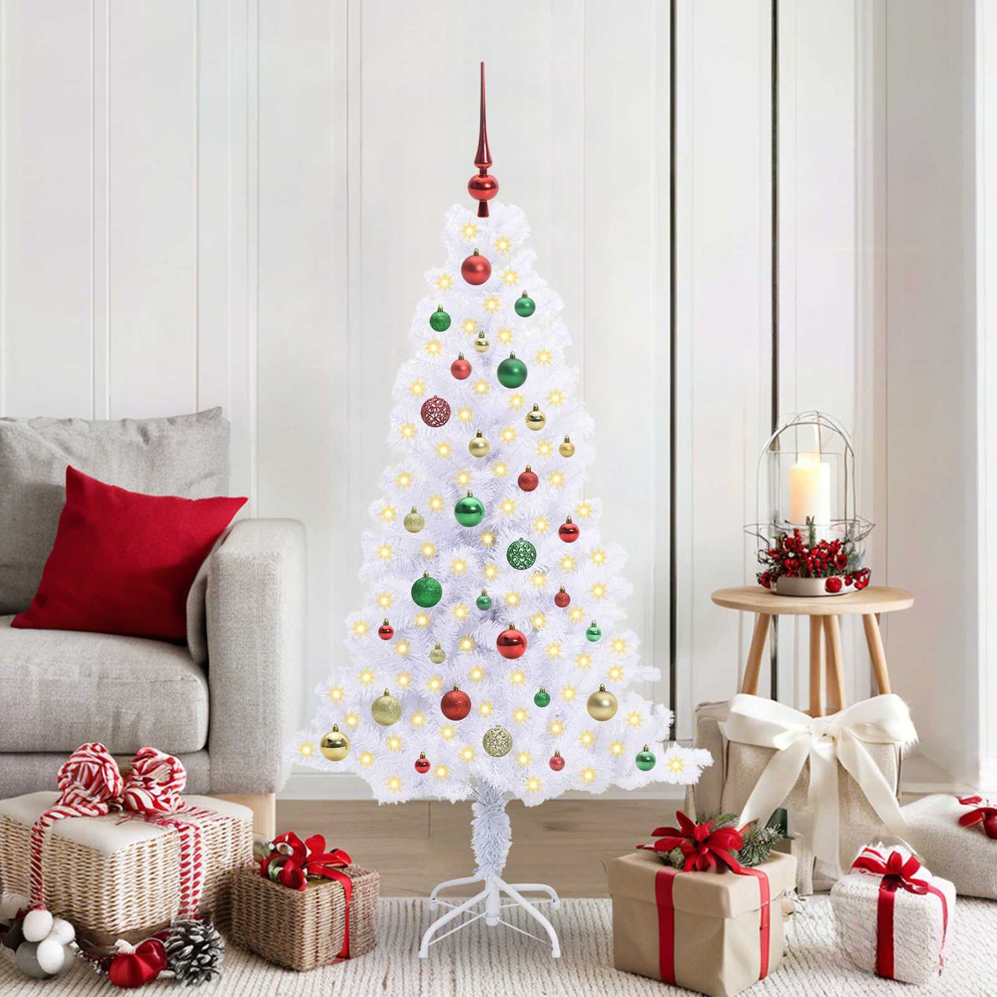 Künstlicher Weihnachtsbaum Weiß Pvc Und Stahl