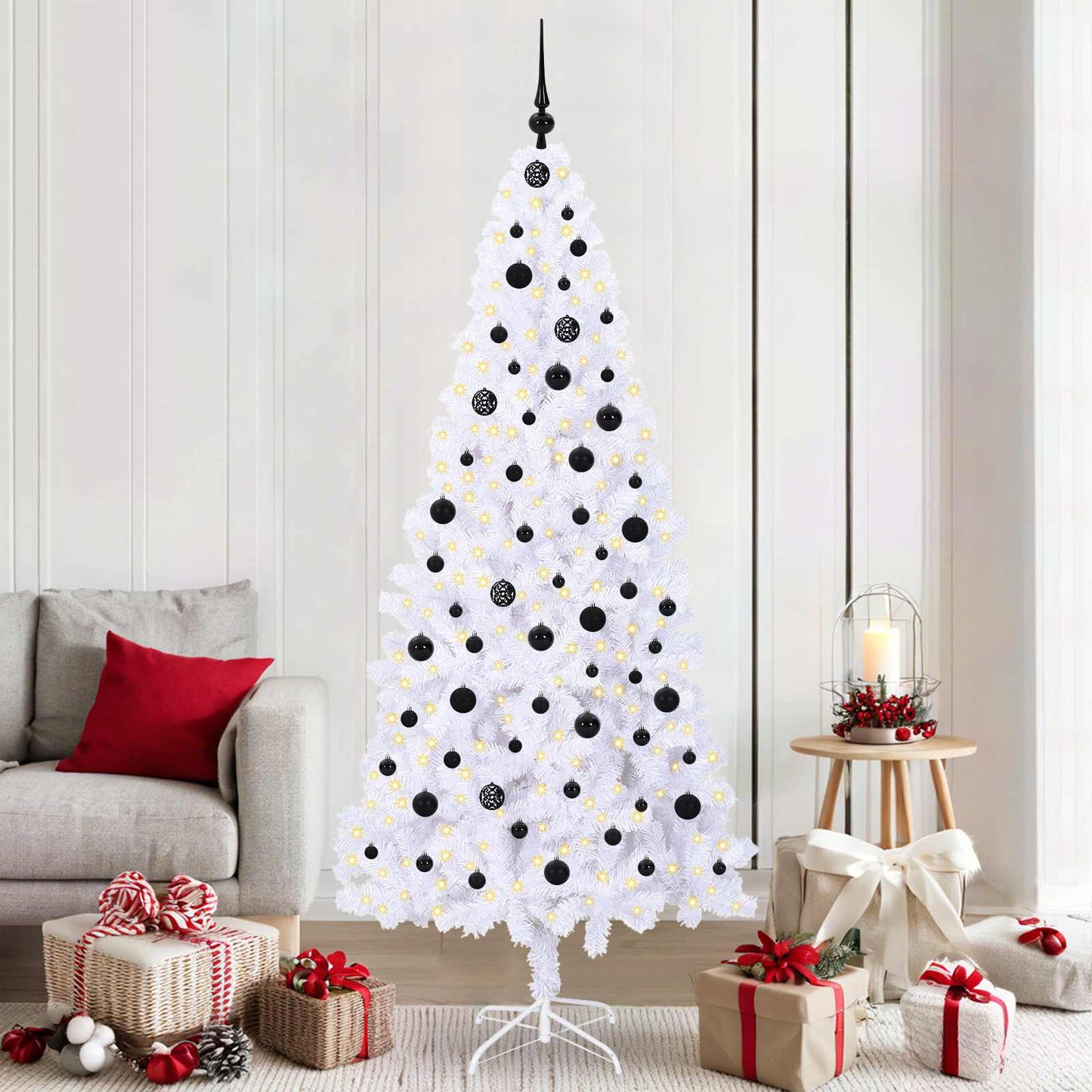 Künstlicher Weihnachtsbaum Weiß Pvc Und Stahl