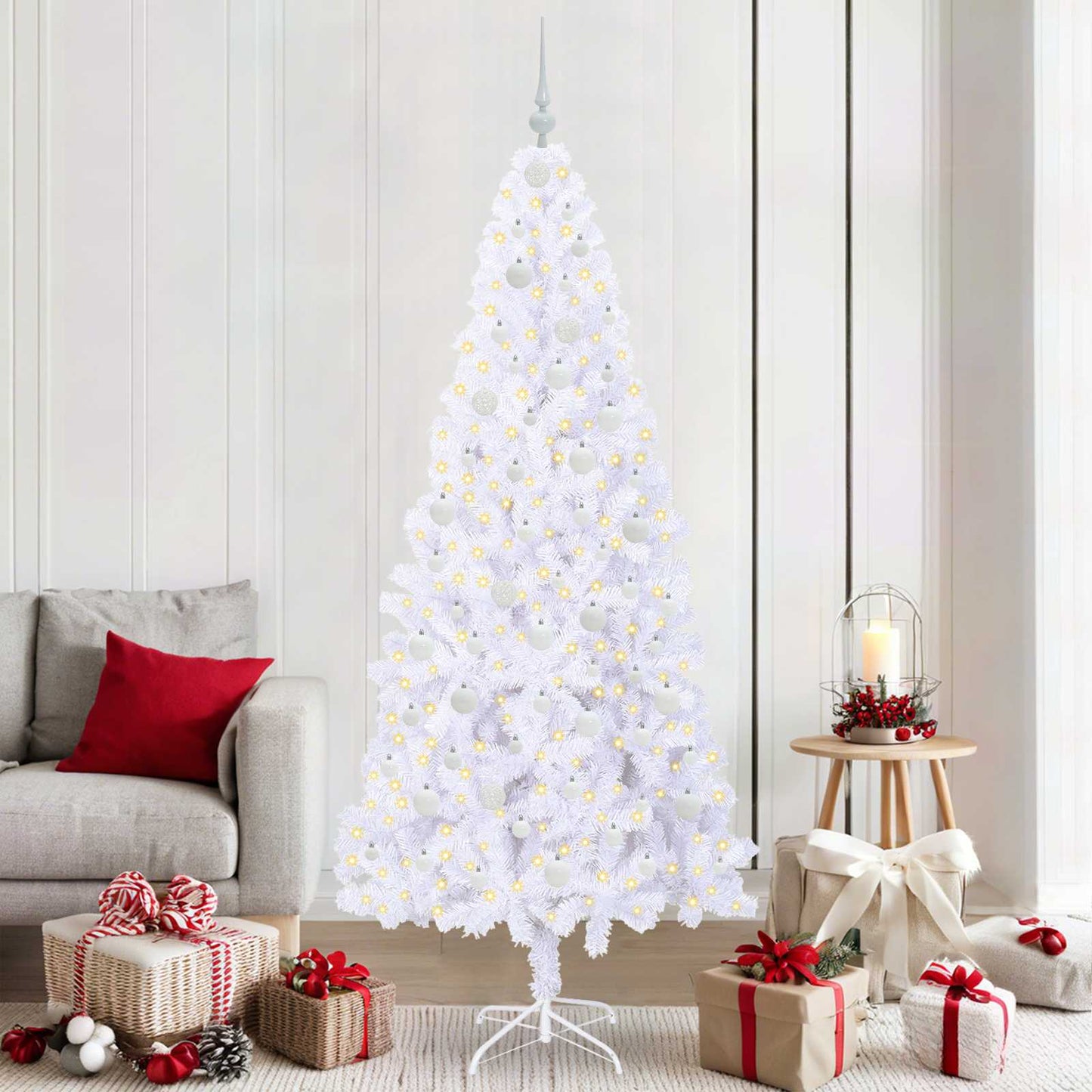 Künstlicher Weihnachtsbaum Weiß Pvc Und Stahl