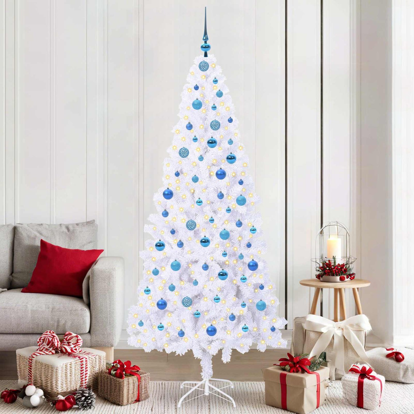 Künstlicher Weihnachtsbaum Weiß Pvc Und Stahl