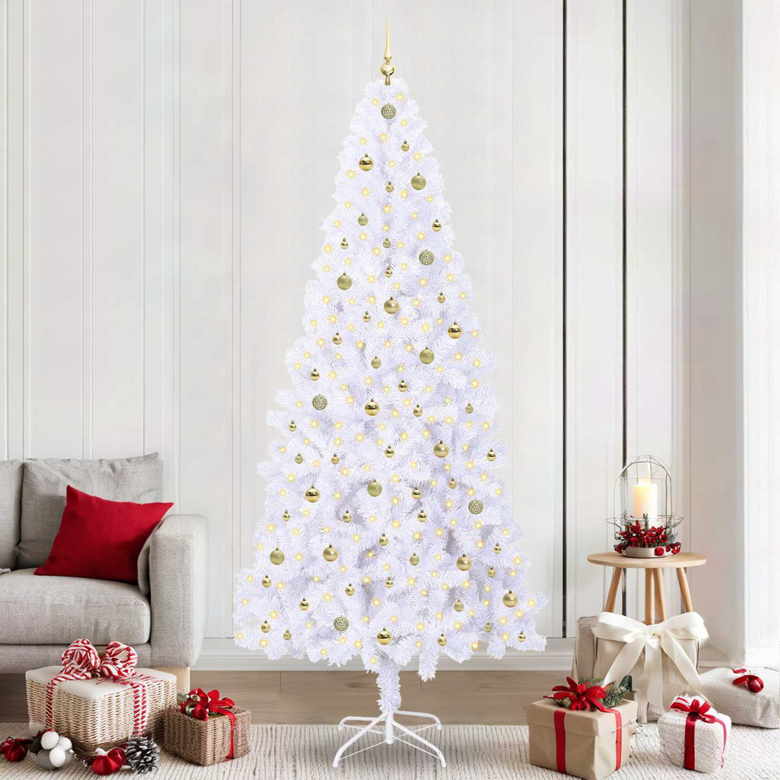 Künstlicher Weihnachtsbaum Weiß Pvc Und Stahl