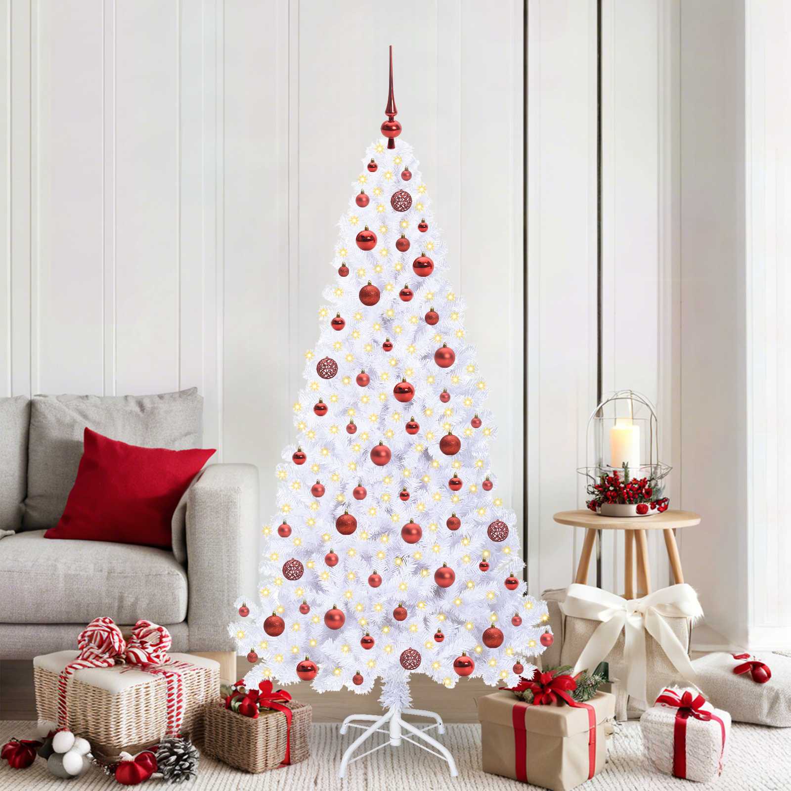 Künstlicher Weihnachtsbaum Weiß Pvc Und Stahl