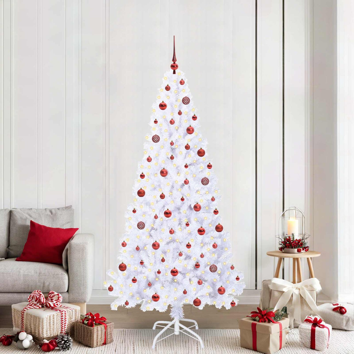 Künstlicher Weihnachtsbaum Weiß Pvc Und Stahl