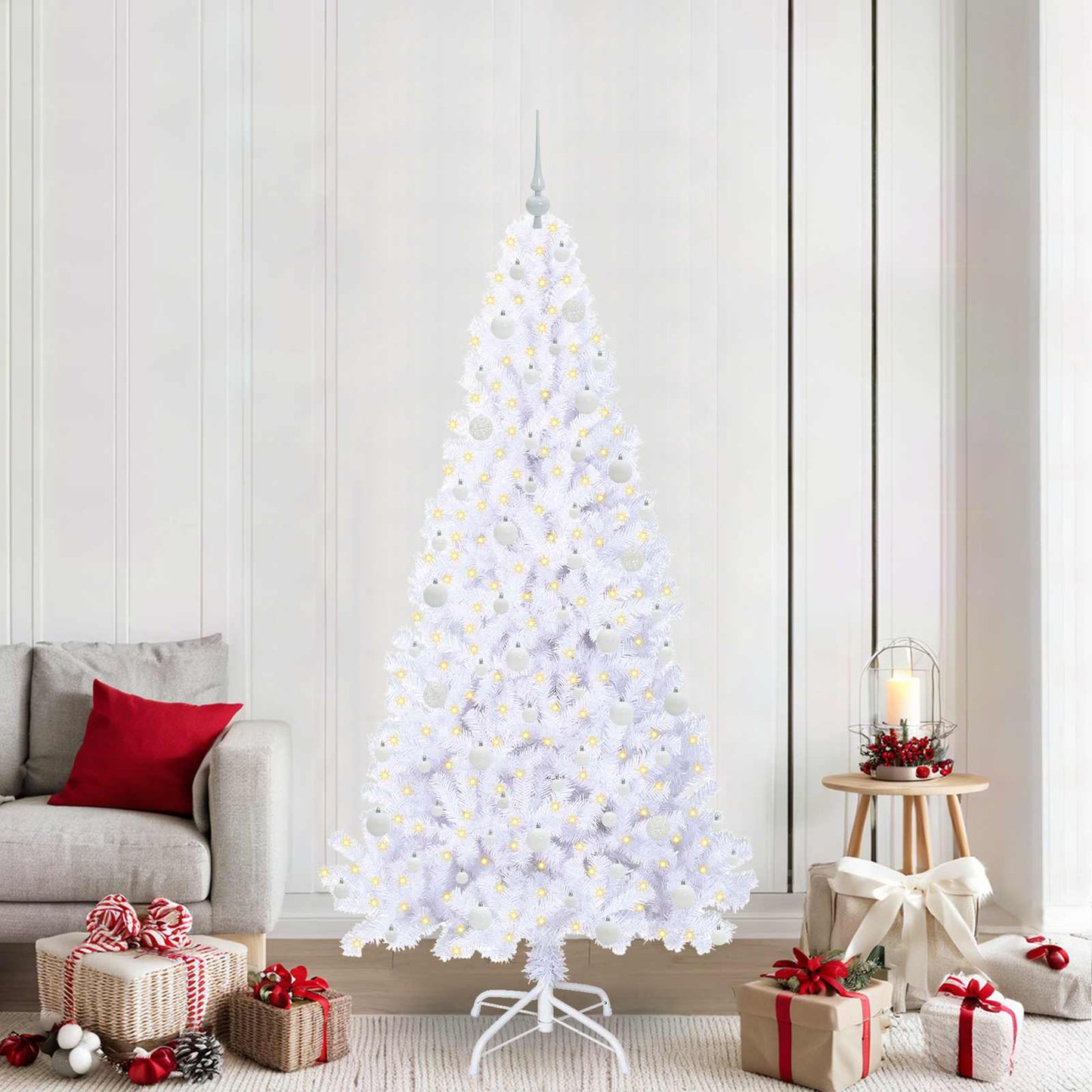Künstlicher Weihnachtsbaum Weiß Pvc Und Stahl