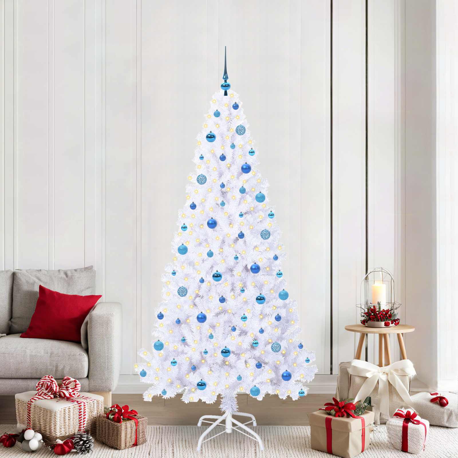 Künstlicher Weihnachtsbaum Weiß Pvc Und Stahl