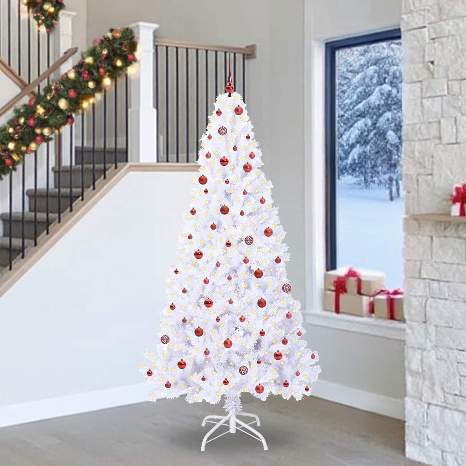 Künstlicher Weihnachtsbaum Weiß Pvc Und Stahl